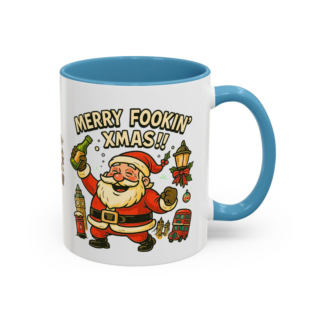 Merry Fookin' Xmas drunk Santa mug with Big Ben and a red bus, photo 10