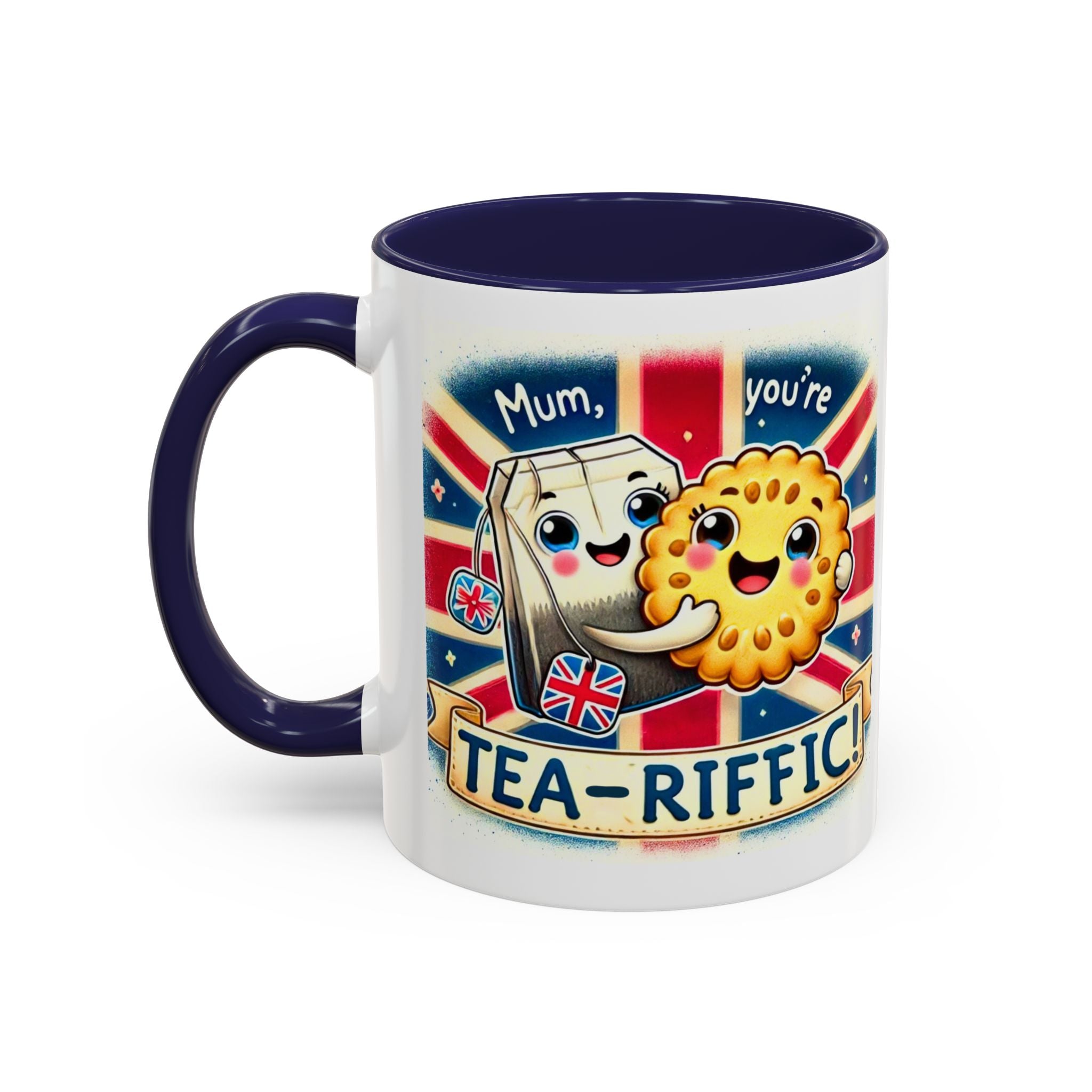 Mum, You're Tea-Riffic! 11oz Accent Mug | Funny British Mothers Day Gift | Cute Tea Lover Accent Cup | Funny Pun Mug | Gift for Mum