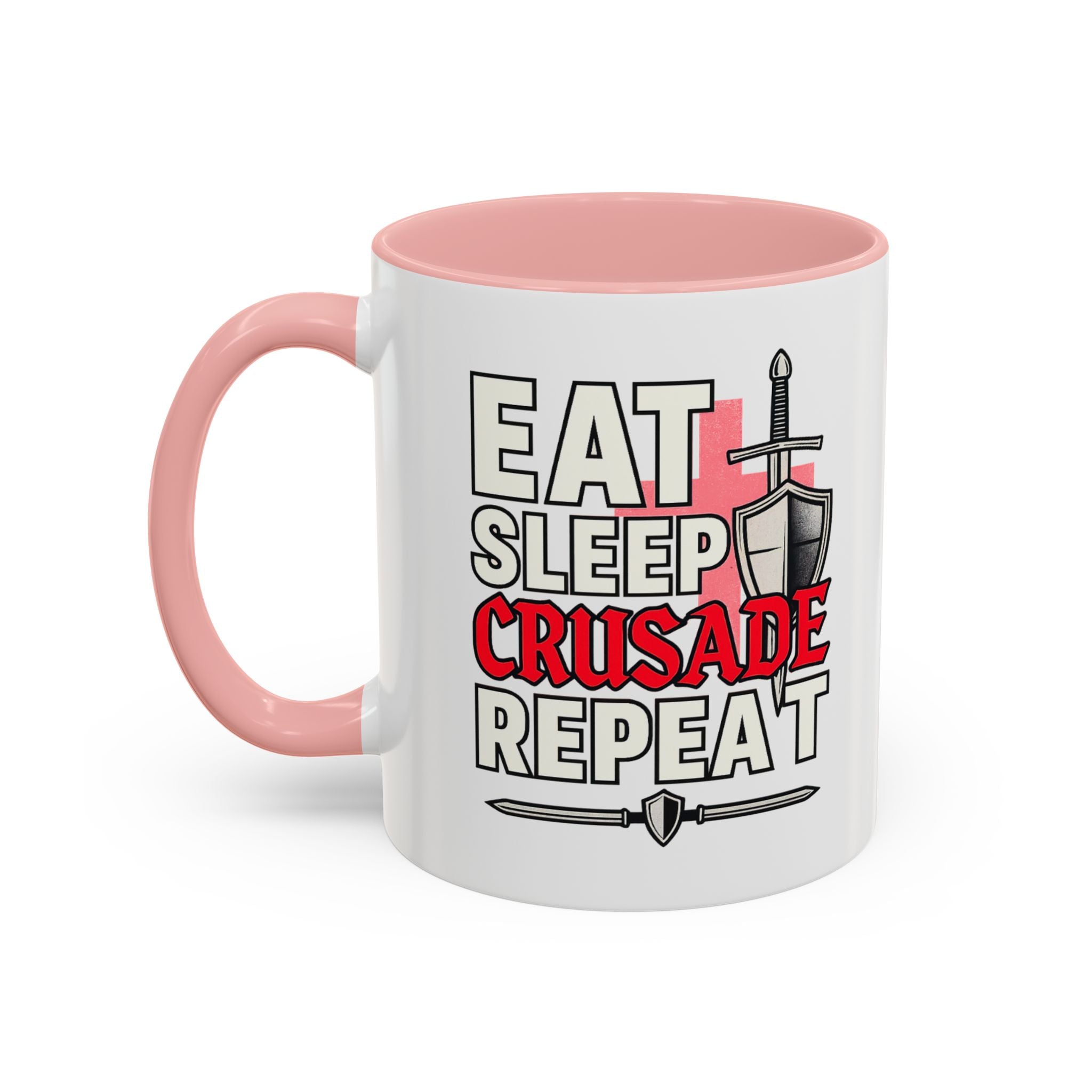 Eat Sleep CRUSADE Repeat 11oz Mug | Medieval Knight Coffee Cup | National Pride Mug | Funny Gamer Gift | English Patriot Mug