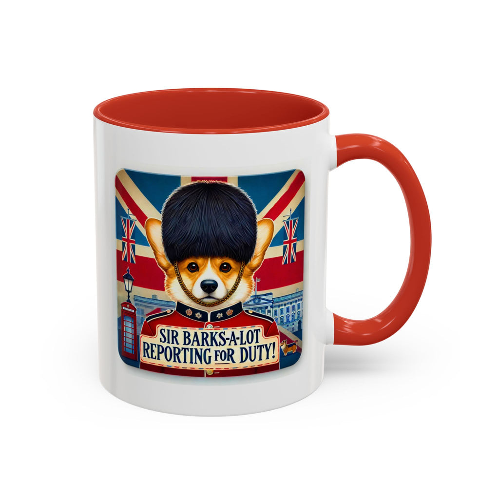 Sir Barks-a-Lot Accent Coffee Mug | Patriotic British Doggy Design | Whimsical 11oz Cup Multiple Colors | Lead & BPA-Free, C-Shaped Handle