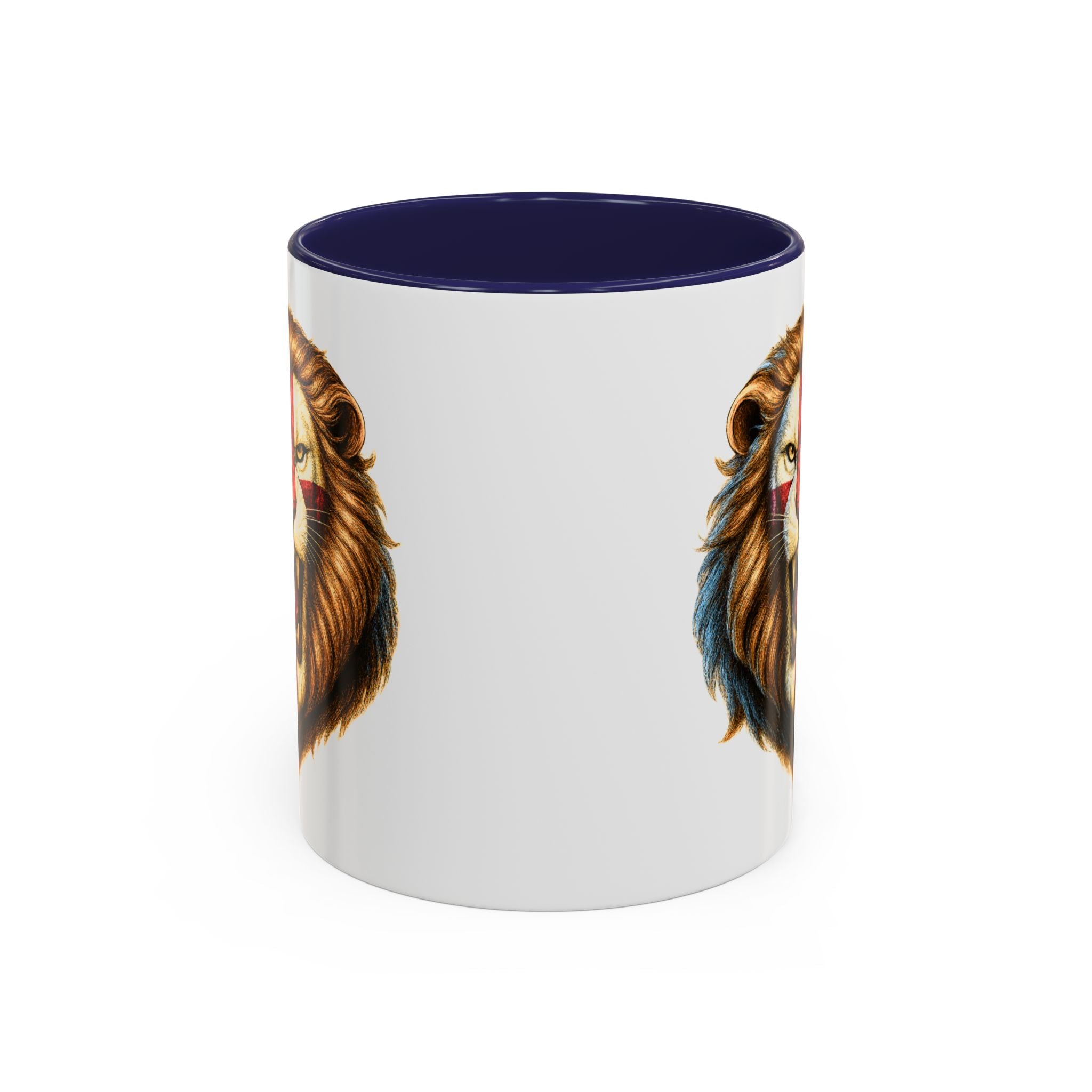 Roaring English Lion Accent Mug | St. George's Cross Patriotic Coffee Cup | Funny Medieval England Gift in Glossy Finish