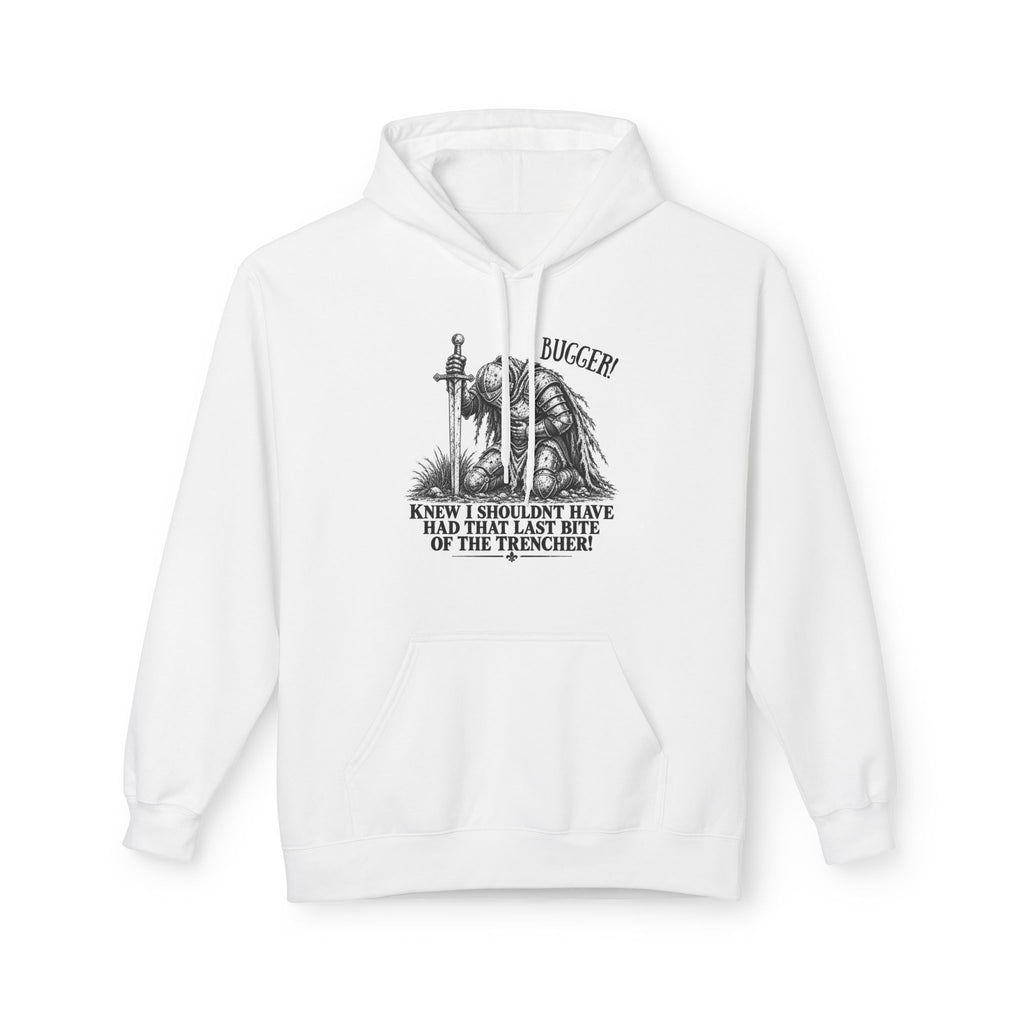 Funny medieval knight Bugger extra ale white hoodie