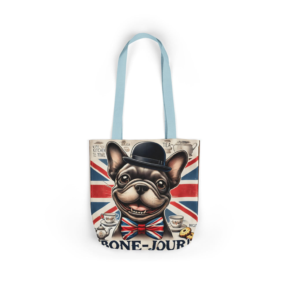 Bone-Jour Tote Bag | Union Jack Frenchie Bag | Fun Dog Mum Gift | Reusable Shopping Bag | French Bulldog Shoulder Bag, Dog Lover Gift