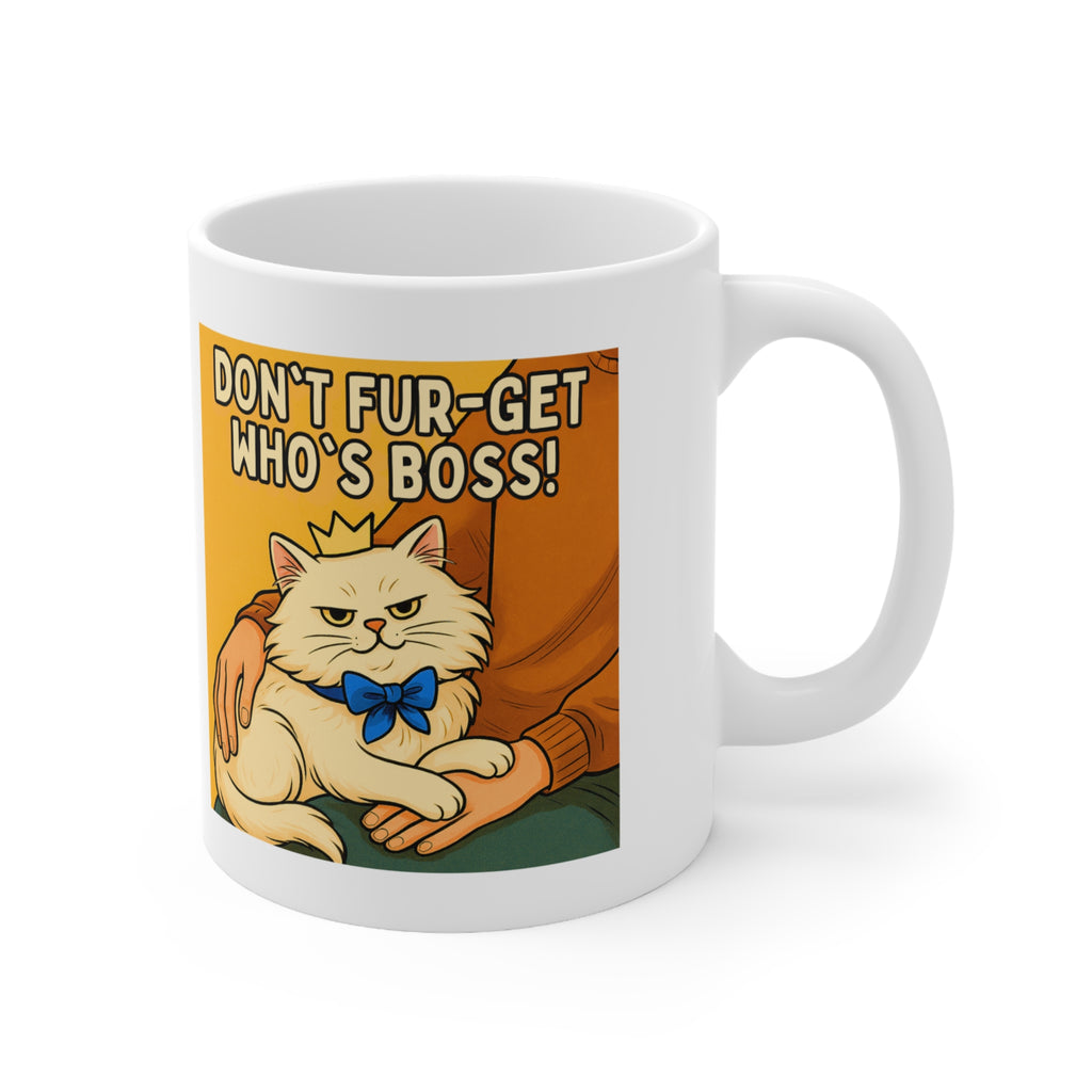 Don't Furget Who's Boss | 11oz Funny Cat Lover Gift | Sassy Kitty Coffee Cup | Cute Pet Parent Present | Dishwasher Microwave Safe