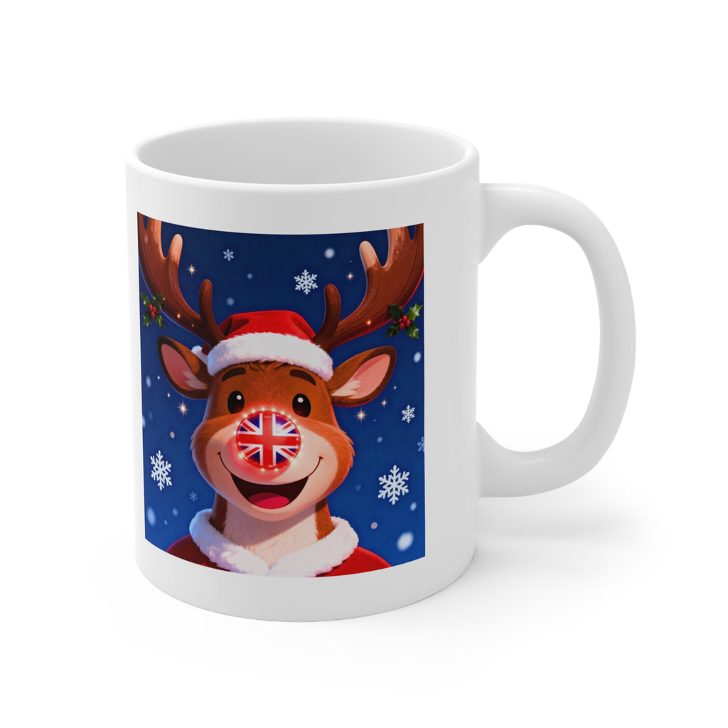 Union Jack Rudolph Reindeer Christmas Mug | Cute British Themed Christmas Mug