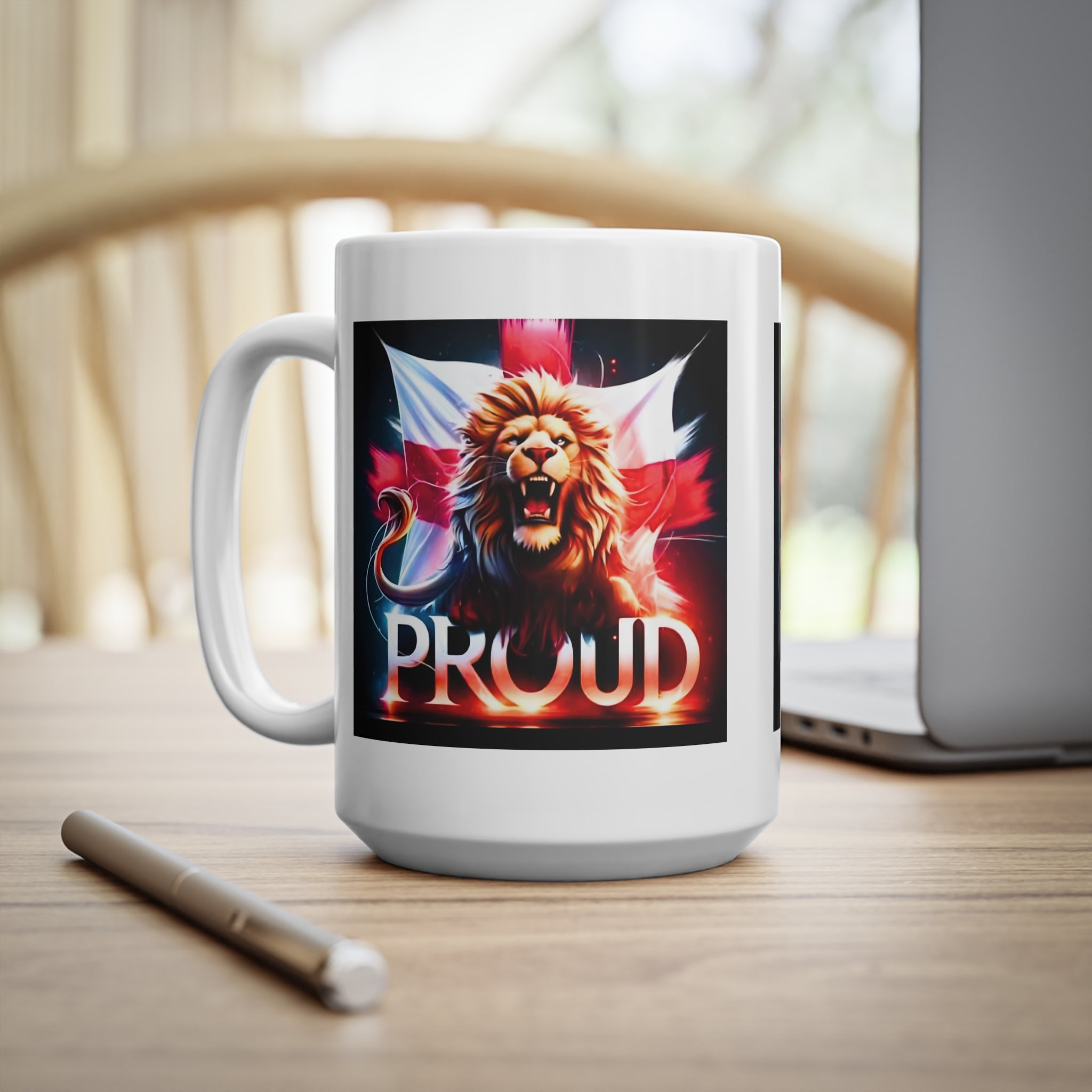 English Lion Patriot Mug | England Flag Coffee Cup | National Pride Gift | St. George's Cross England Tea Mug