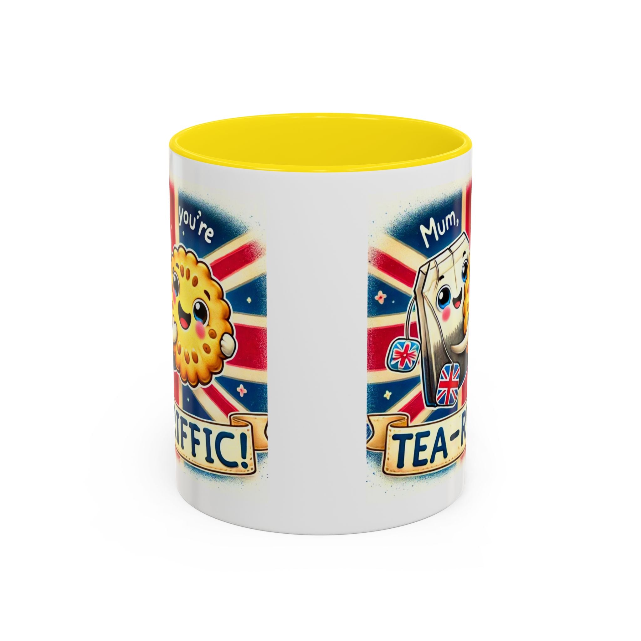 Mum, You're Tea-Riffic! 11oz Accent Mug | Funny British Mothers Day Gift | Cute Tea Lover Accent Cup | Funny Pun Mug | Gift for Mum