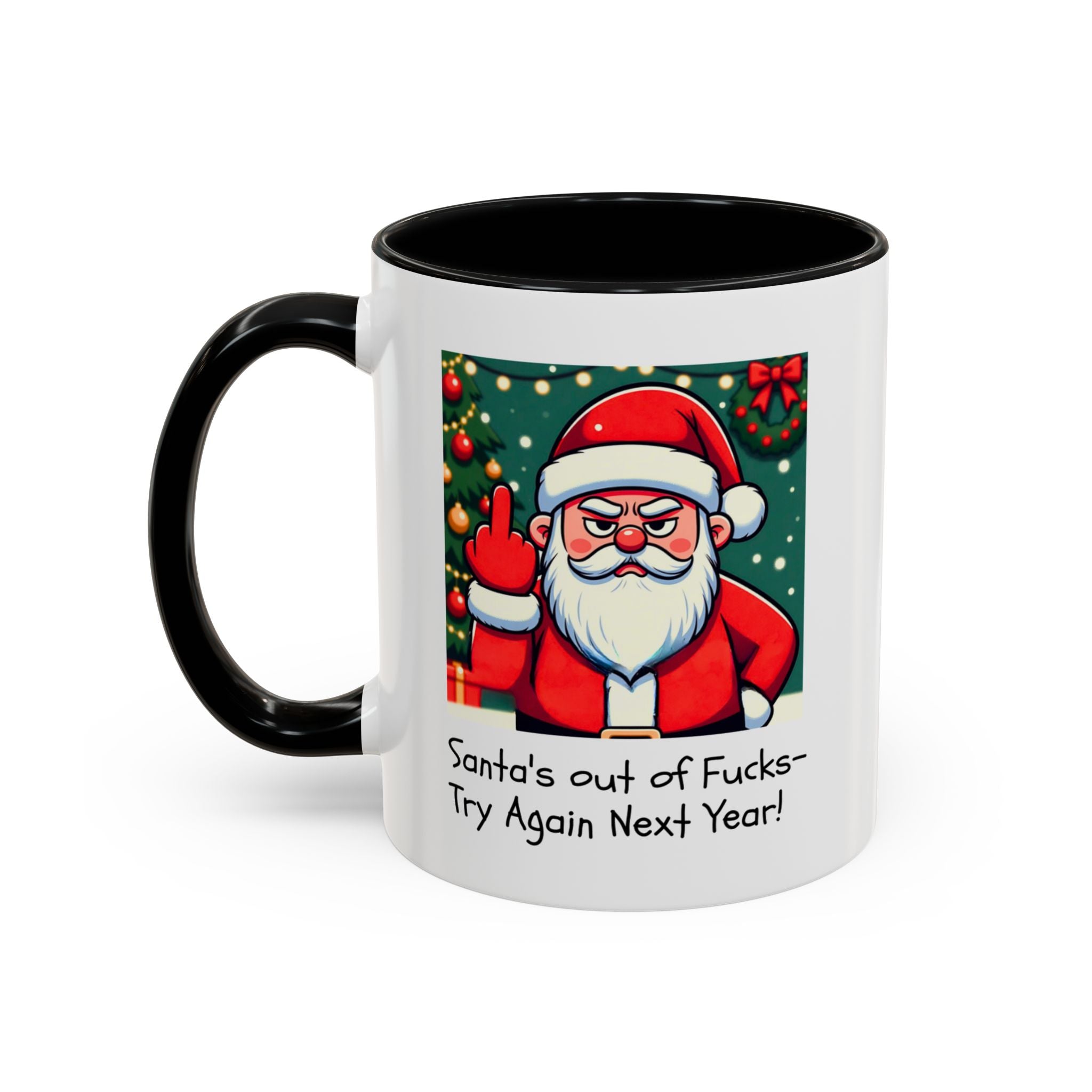 Bad Santa Middle Finger Mug | Rude and Offensive Christmas Funny Gag Gift