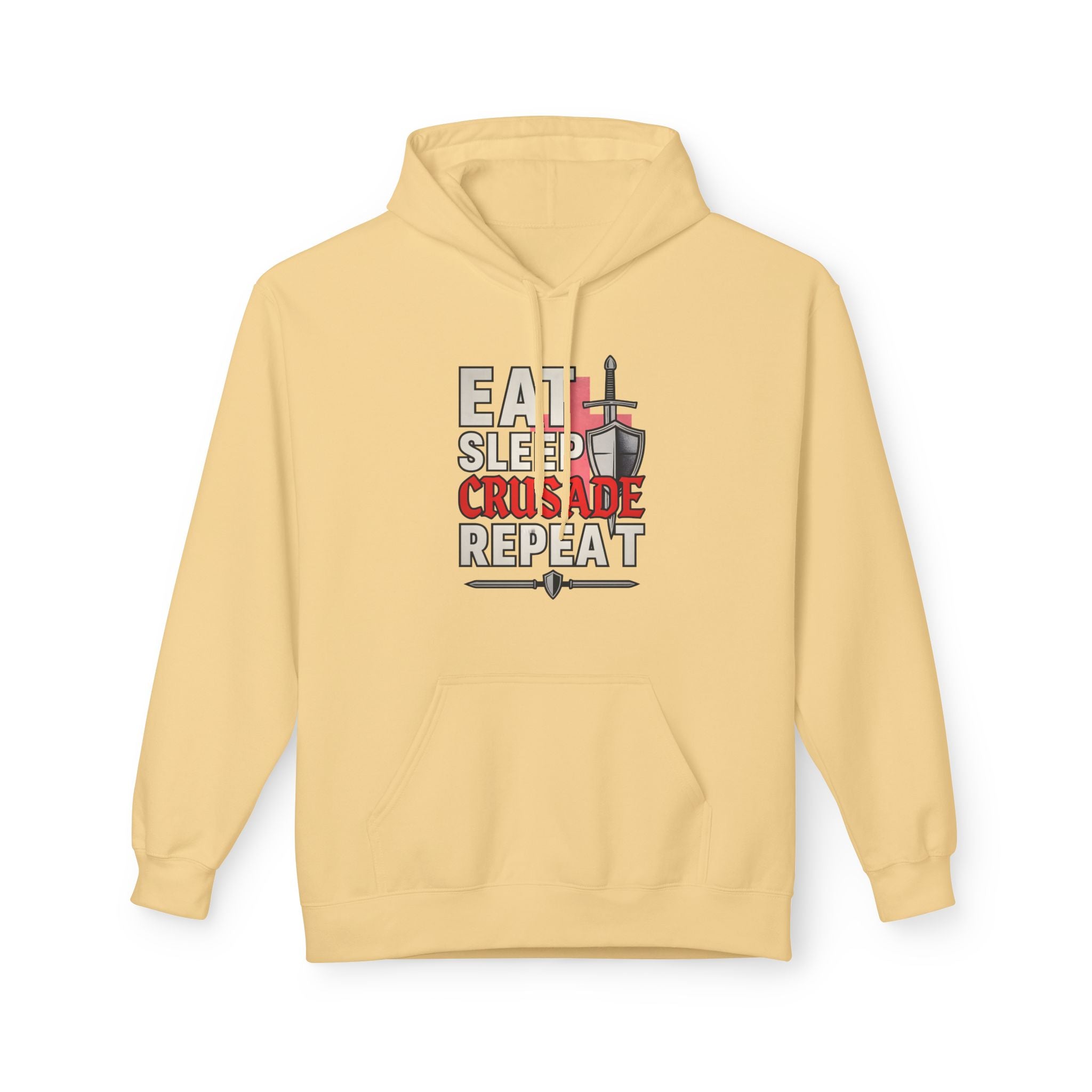 Eat Sleep Crusade Repeat Hoodie | English Patriot Medieval Shield & Sword Design | UK National Pride Jumper