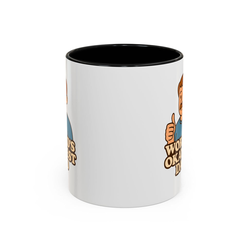 Worlds Okayest Dad Mug - Funny Fathers Day Gift |  11oz Sarcastic Coffee Cup | Thumbs Up Dad