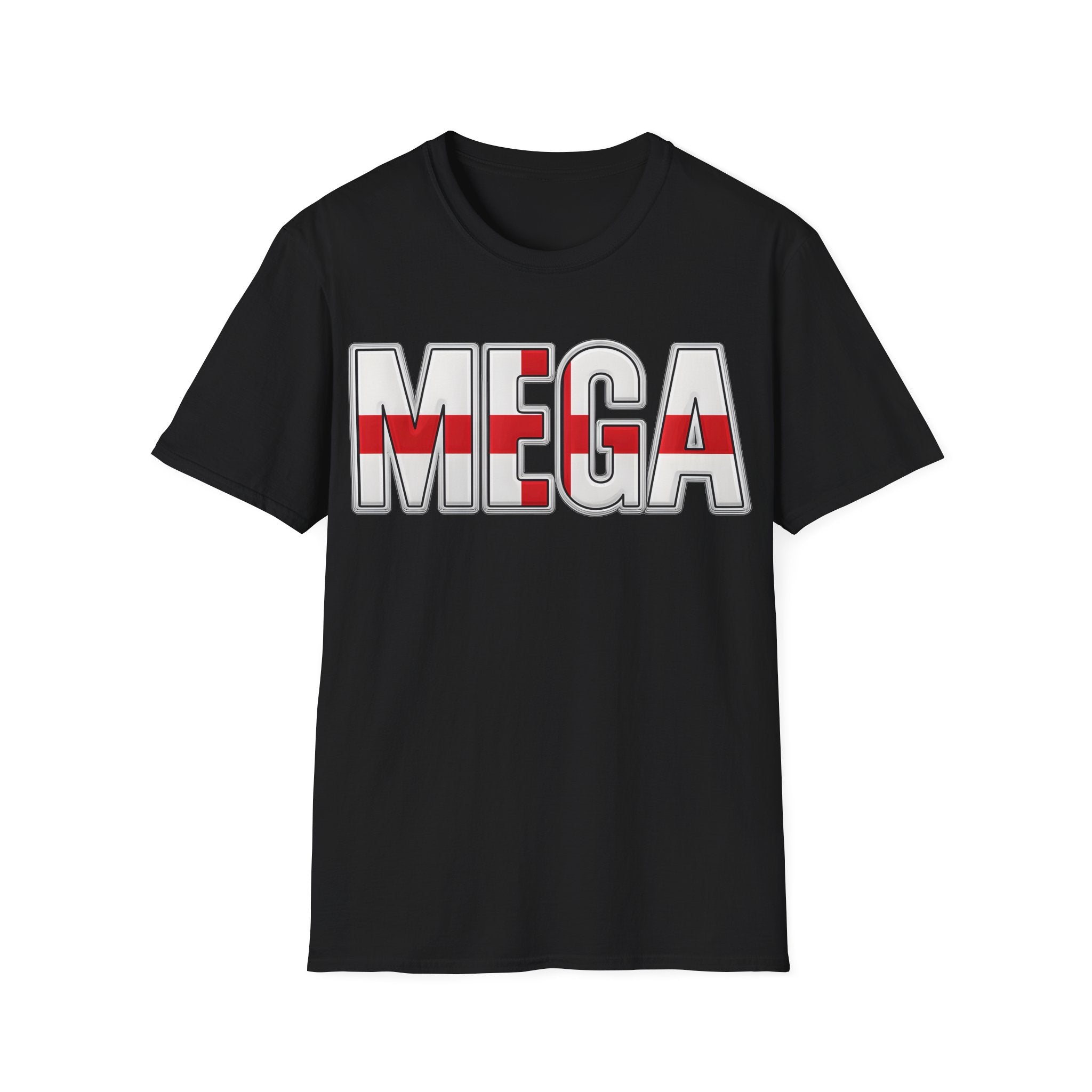 MEGA England T-Shirt | Iridescent Glossy Georges Cross Lion Tee | English Patriotic Shirt | Funny St George's Day England Top