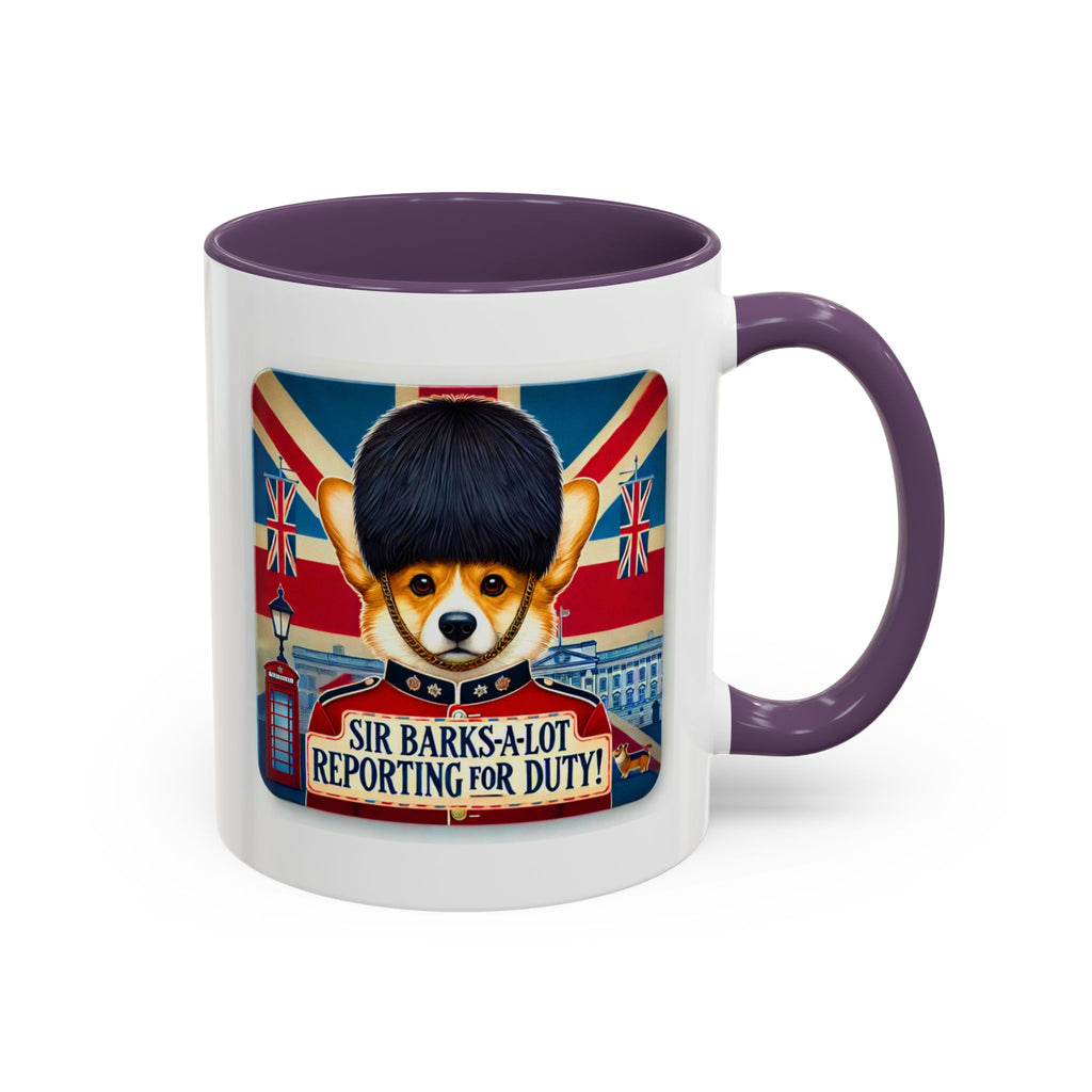 Sir Barks-a-Lot Accent Coffee Mug | Patriotic British Doggy Design | Whimsical 11oz Cup Multiple Colors | Lead & BPA-Free, C-Shaped Handle
