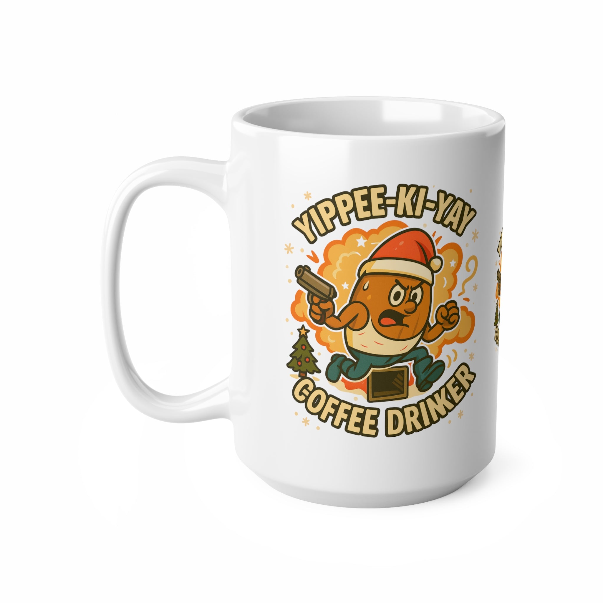 Funny Christmas Mug - Yippee-Ki-Yay Coffee Drinker Movie Parody Mug