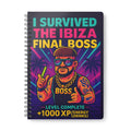 I Survived the Ibiza Final Boss Journal | Funny UK Summer Meme Notebook | British Rave Party Gift | A5 Neon Festival Uni Stationery