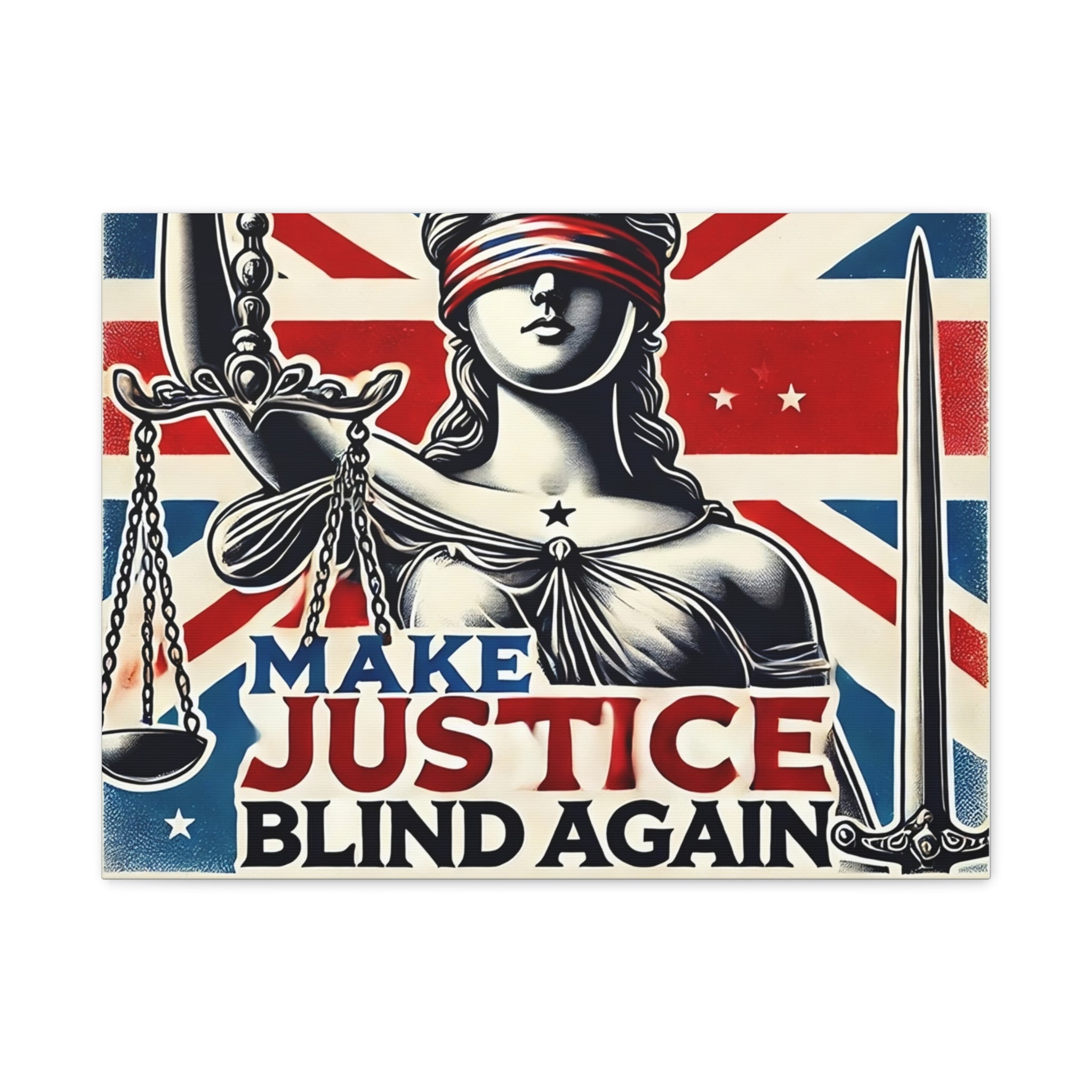 Make Justice Blind Again Wall Art | Canvas Print | Justice Is Blind Wall Decor, Legal Theme Home Decor | Free Speech Equality Artwork