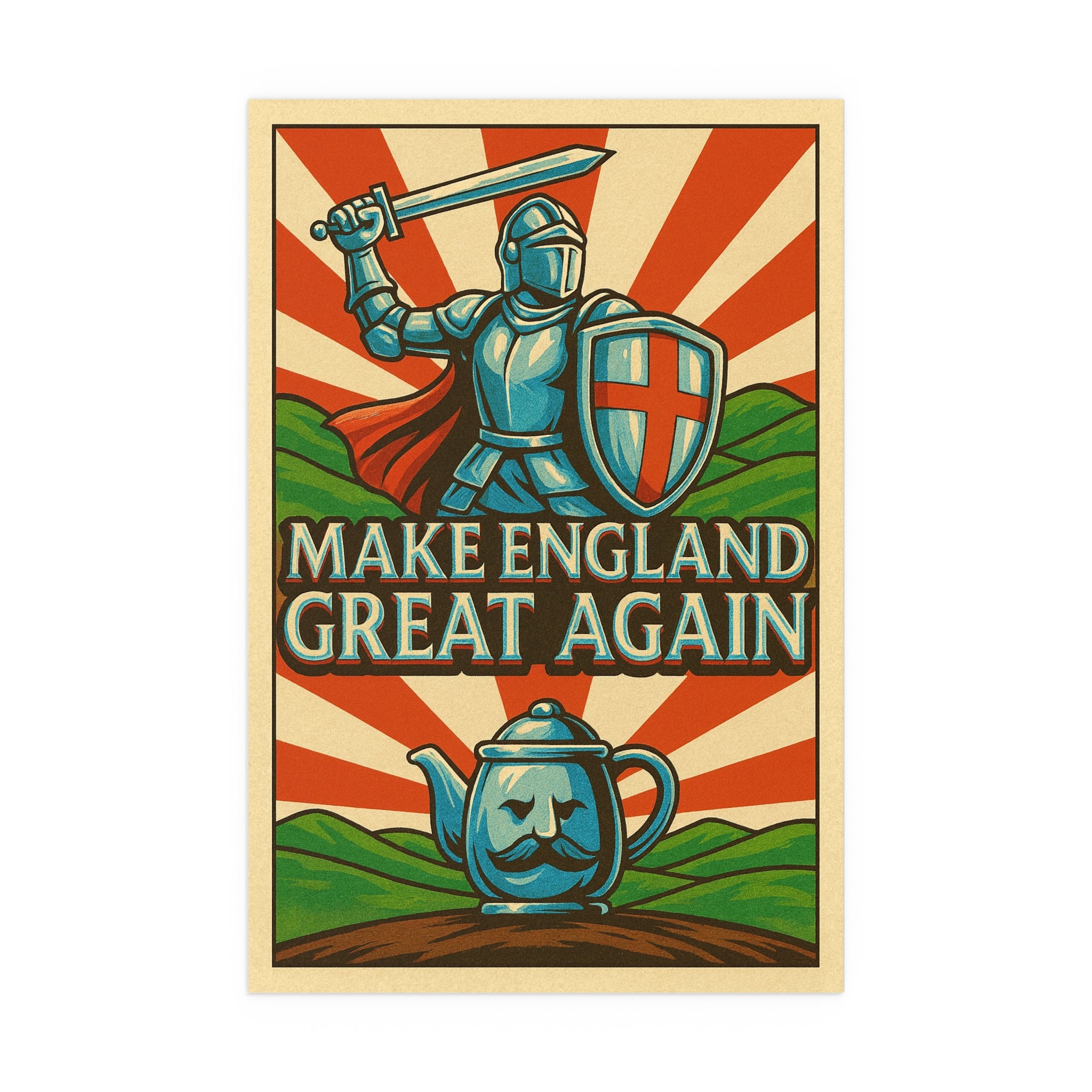 Make England Great Again 20x30 Vertical Poster | Epic St. George Medieval Print | English Patriot Wall Art for Home, Pub or Man Cave