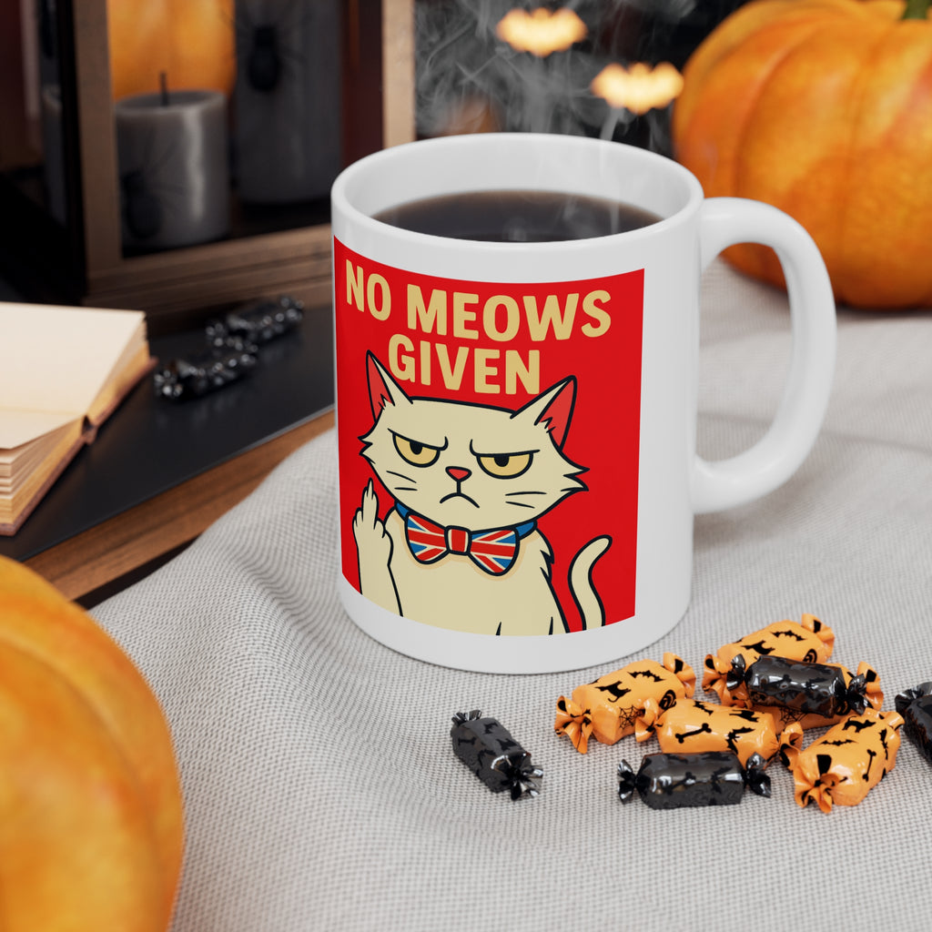 No Meows Given 11oz Mug | Funny Grumpy Cat Coffee Cup | Sarcastic Cat Lover Gift | Sassy Cat Mug | Dishwasher & Microwave Safe