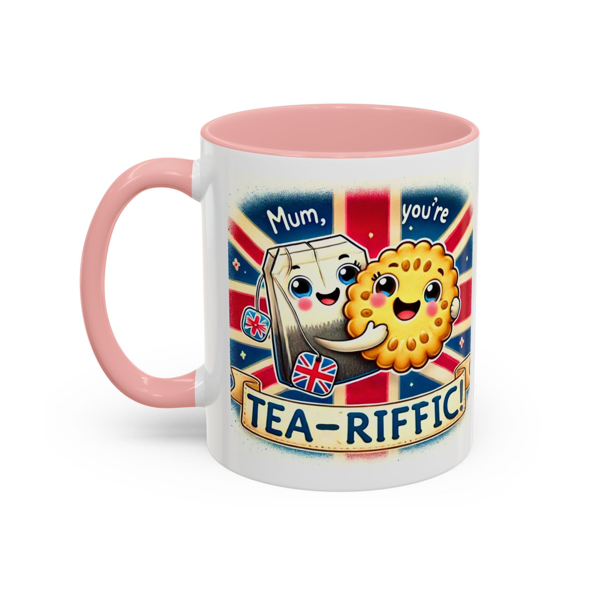 Mum, You're Tea-Riffic! 11oz Accent Mug | Funny British Mothers Day Gift | Cute Tea Lover Accent Cup | Funny Pun Mug | Gift for Mum