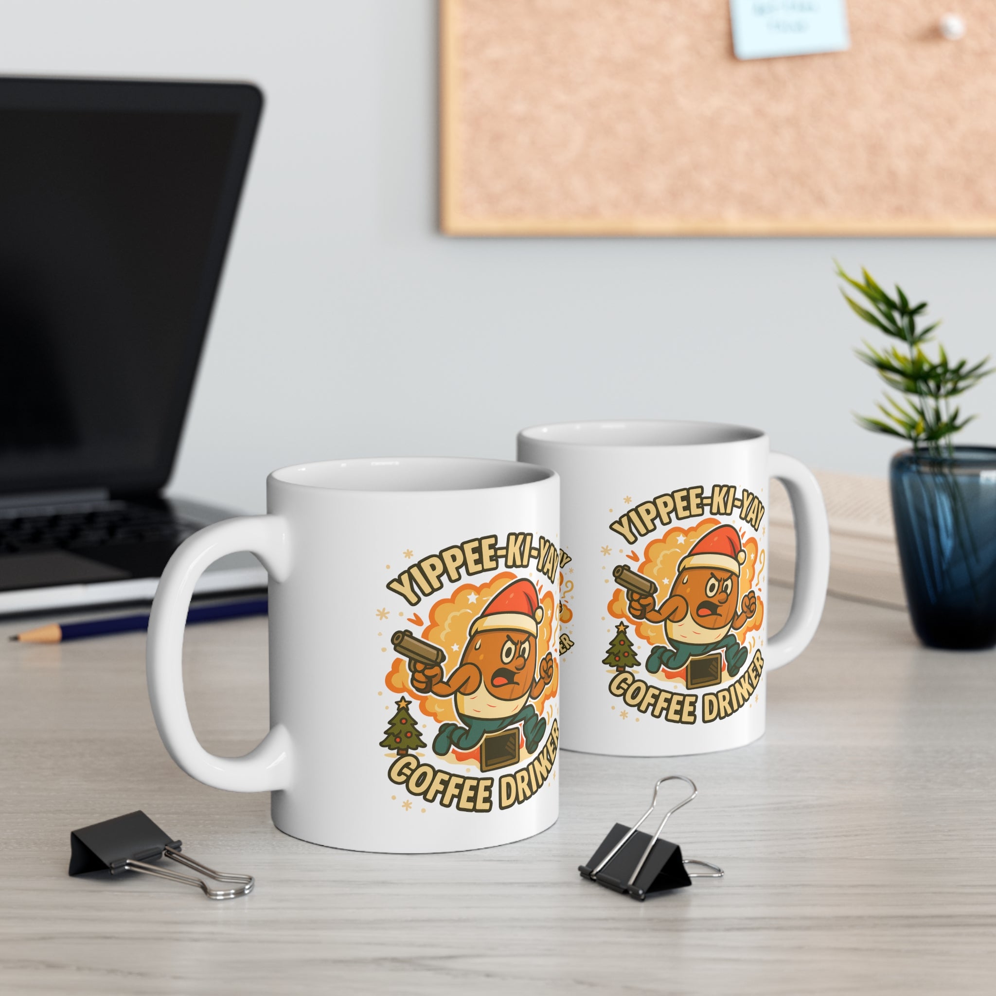 Funny Christmas Mug - Yippee-Ki-Yay Coffee Drinker Movie Parody Mug