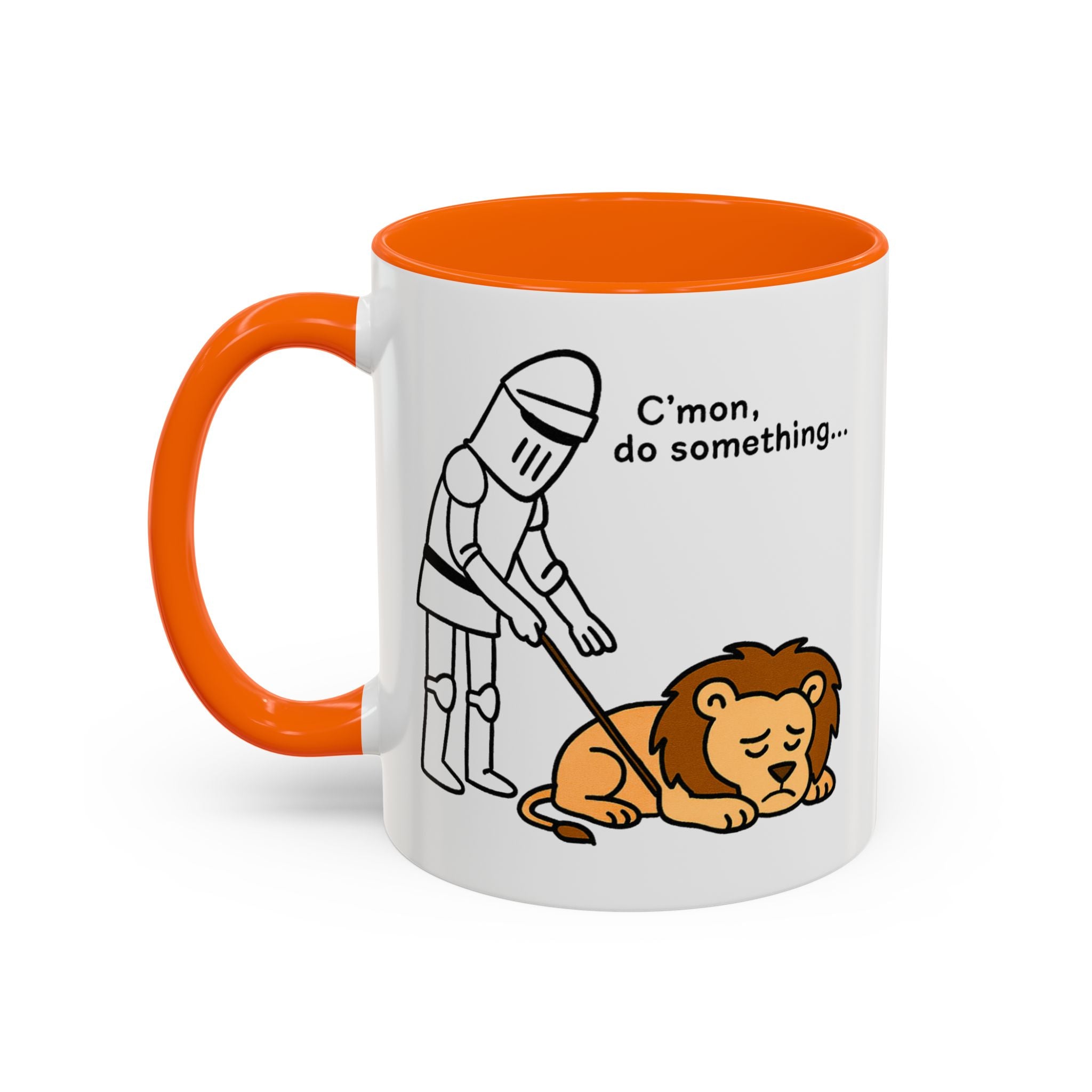 C'mon, Do Something Meme Mug | England Lion & Knight Tea Cup | 11oz Funny Medieval Parody Mug | English Patriot Mug