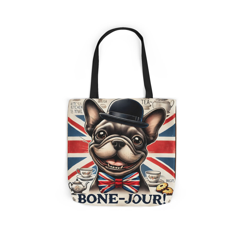 Bone-Jour Tote Bag | Union Jack Frenchie Bag | Fun Dog Mum Gift | Reusable Shopping Bag | French Bulldog Shoulder Bag, Dog Lover Gift