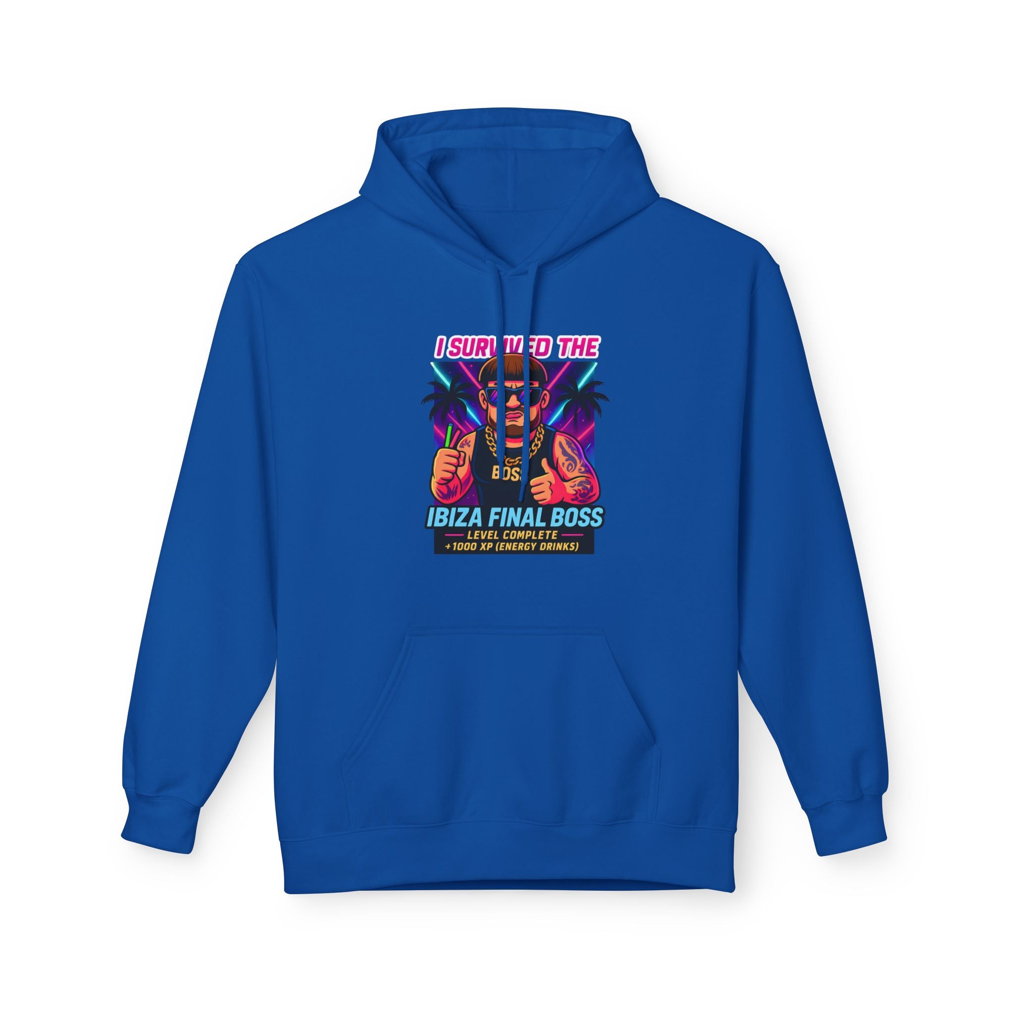 I Survived the Ibiza Final Boss Hoodie | Funny UK Summer Meme Sweatshirt | British Pop Culture Festival Gift Z | Unisex Rave Hoodie