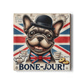 Bone-Jour Funny French Bulldog Coaster | British Dog Lover Gift | Union Jack Tea & Coffee Coaster | Unique Home Decor Pet Lover Gift
