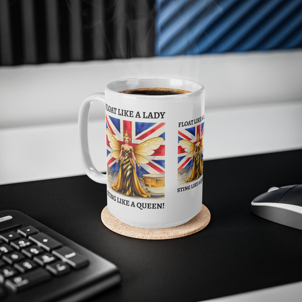 Float Like a Lady, Sting Like a Queen Mug | Union Jack Fairy Goddess Coffee Cup | International Women's Day