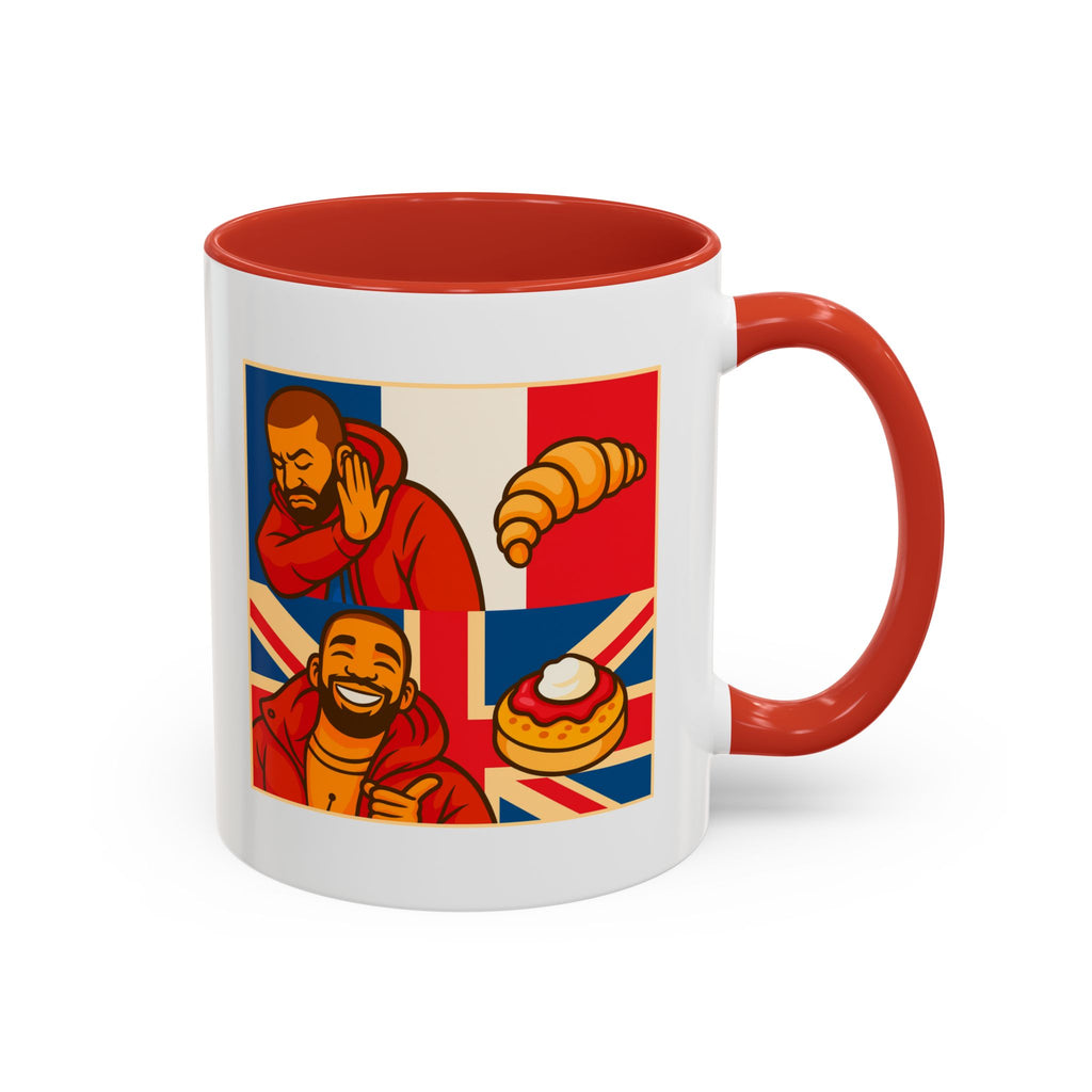 Funny British Croissant Vs Crumpet Mug - UK Patriot Drake Meme Gift | Anti-French Tea Humour | Funny Foodie Present | Union Jack Coffee Cup