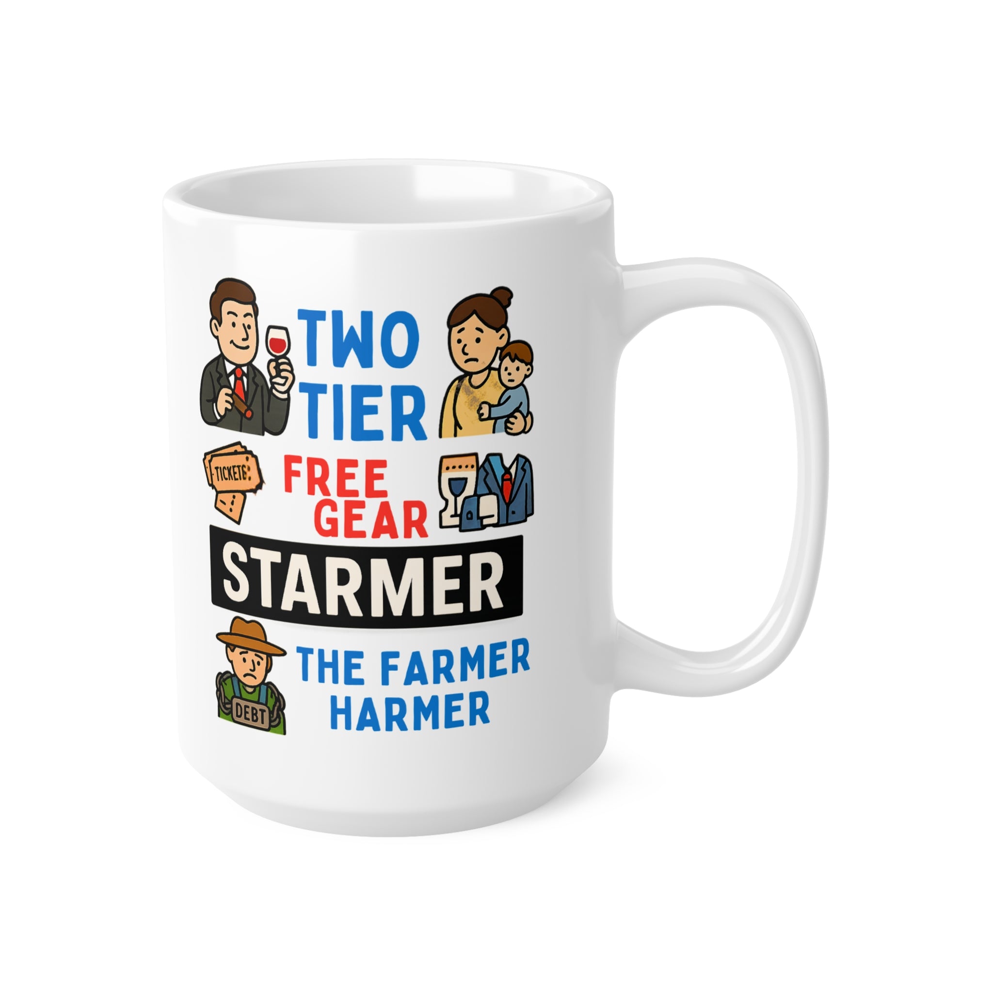 Two Tier Keir Starmer Parody Mug | Funny Political Satire Coffee Cup | Free Speech Patriotic UK Freedom Meme Gift | 11oz & 15oz Ceramic