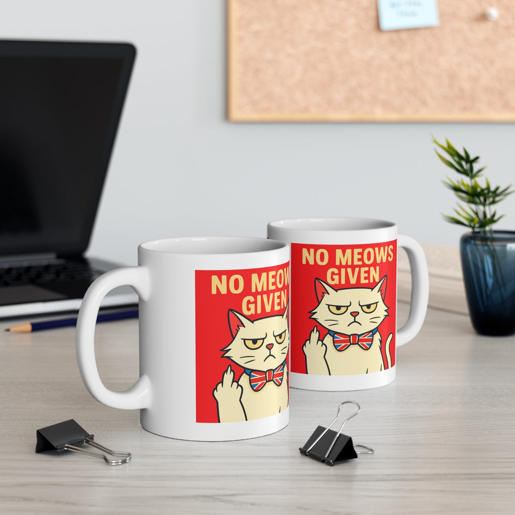 No Meows Given 11oz Mug | Funny Grumpy Cat Coffee Cup | Sarcastic Cat Lover Gift | Sassy Cat Mug | Dishwasher & Microwave Safe