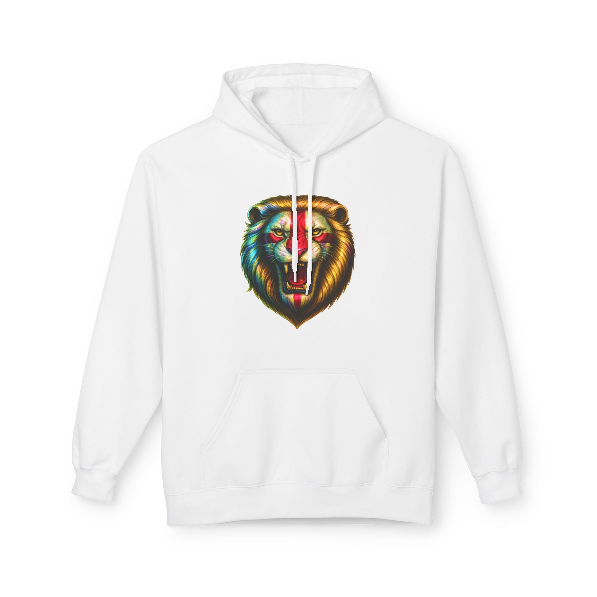 MEGA Hoodie with Shiny English Lion | Patriotic St George's Cross Unisex Hoodie | Funny Medieval England Gift