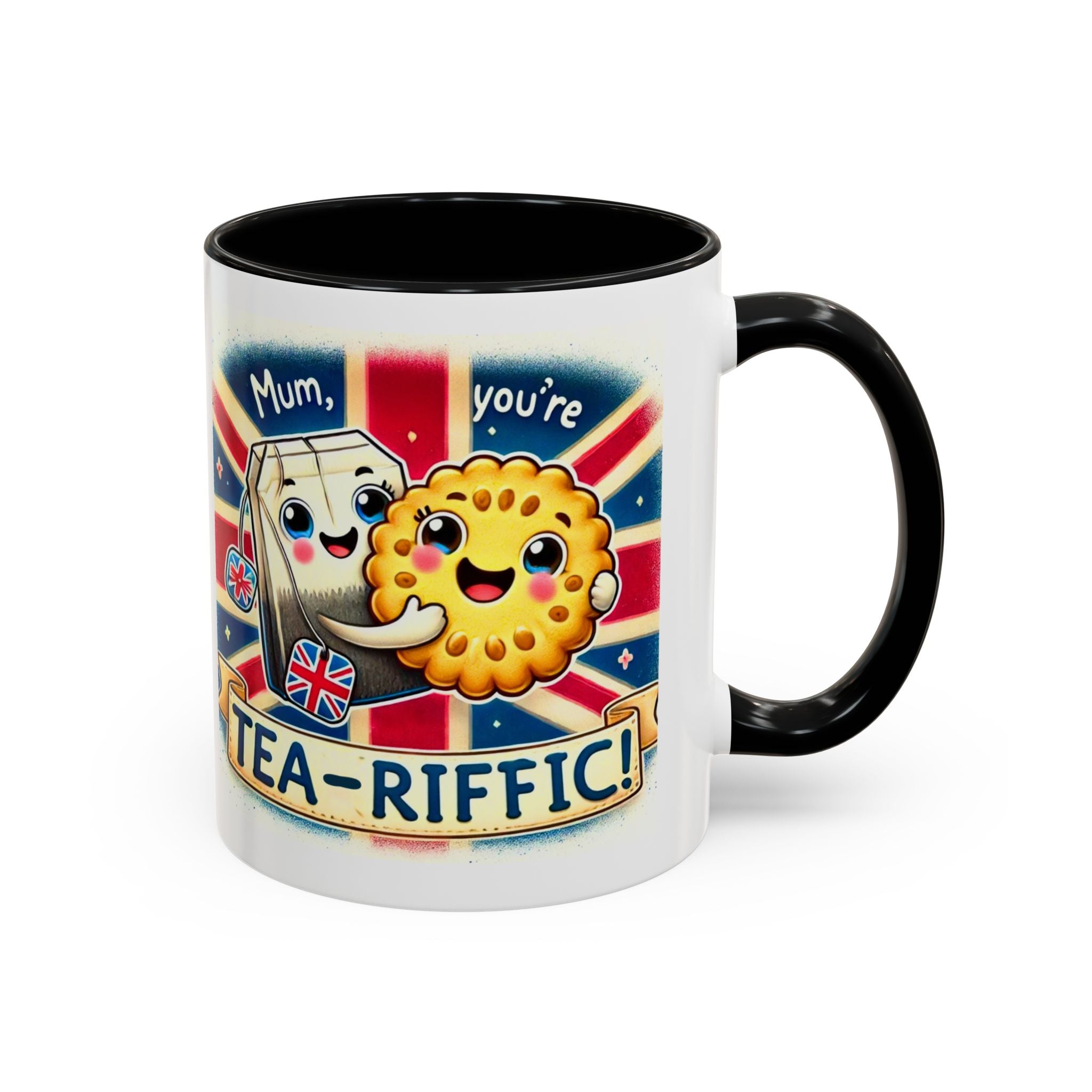 Mum, You're Tea-Riffic! 11oz Accent Mug | Funny British Mothers Day Gift | Cute Tea Lover Accent Cup | Funny Pun Mug | Gift for Mum