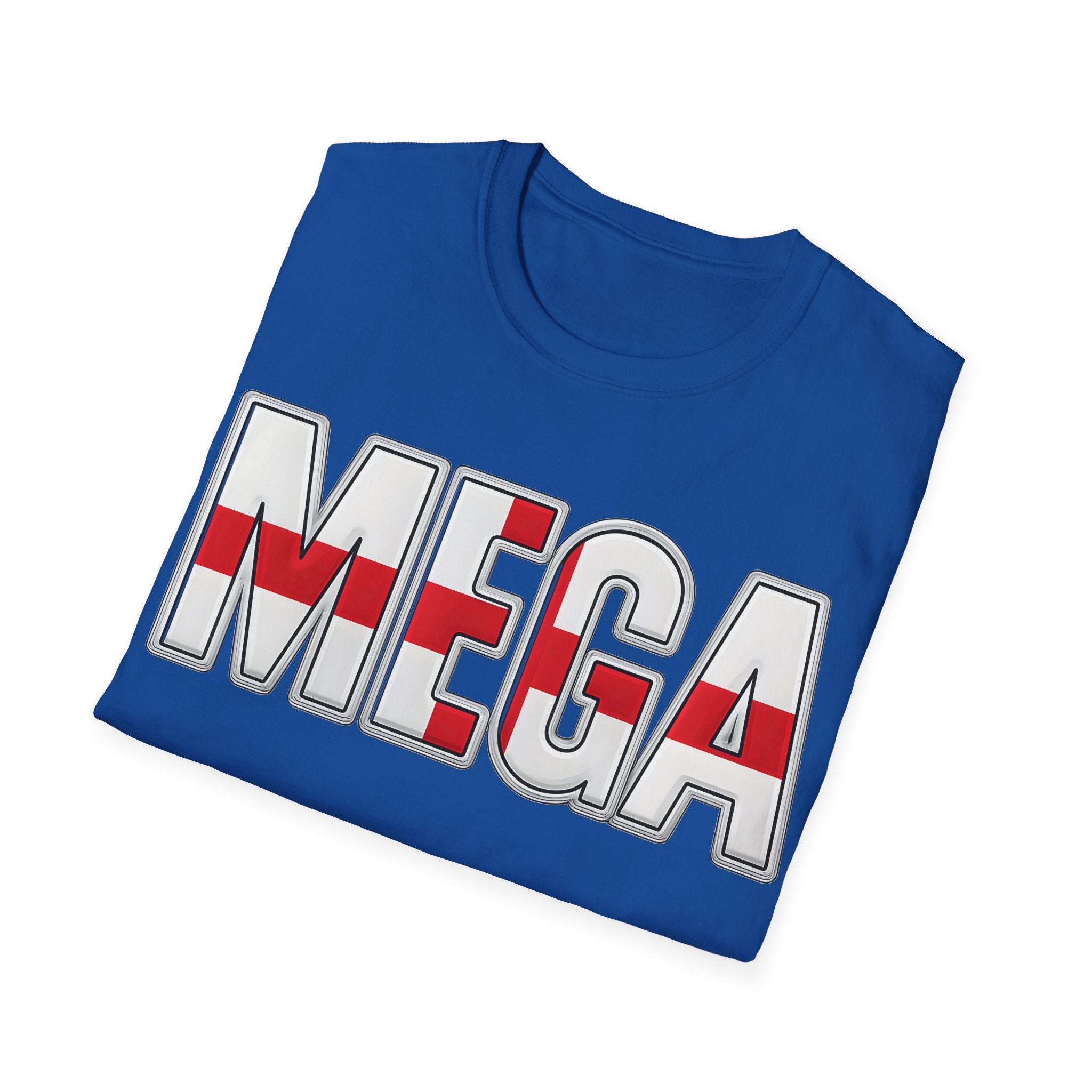 MEGA England T-Shirt | Iridescent Glossy Georges Cross Lion Tee | English Patriotic Shirt | Funny St George's Day England Top