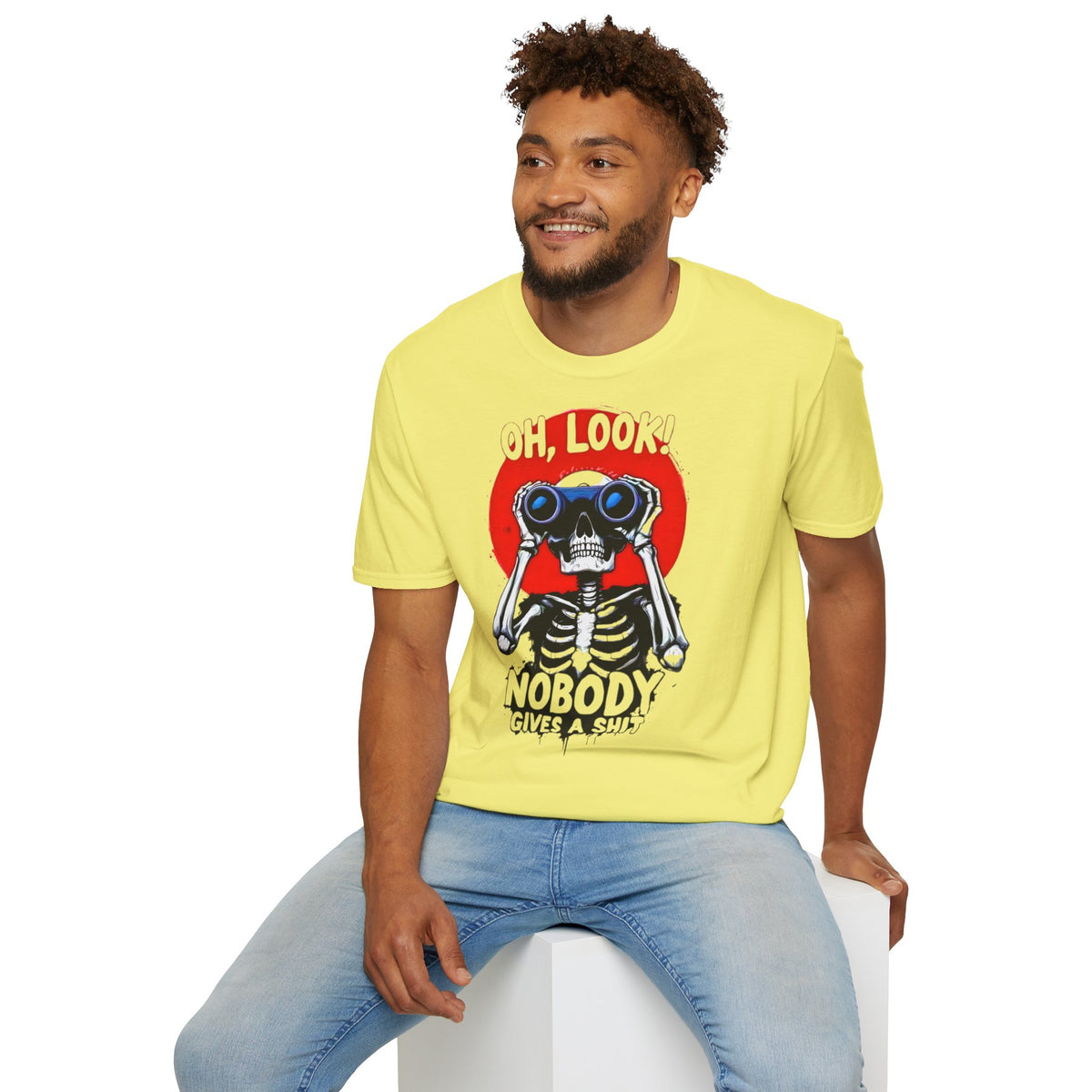Oh Look Skeleton with Binoculars T-Shirt | Funny Skull Tee