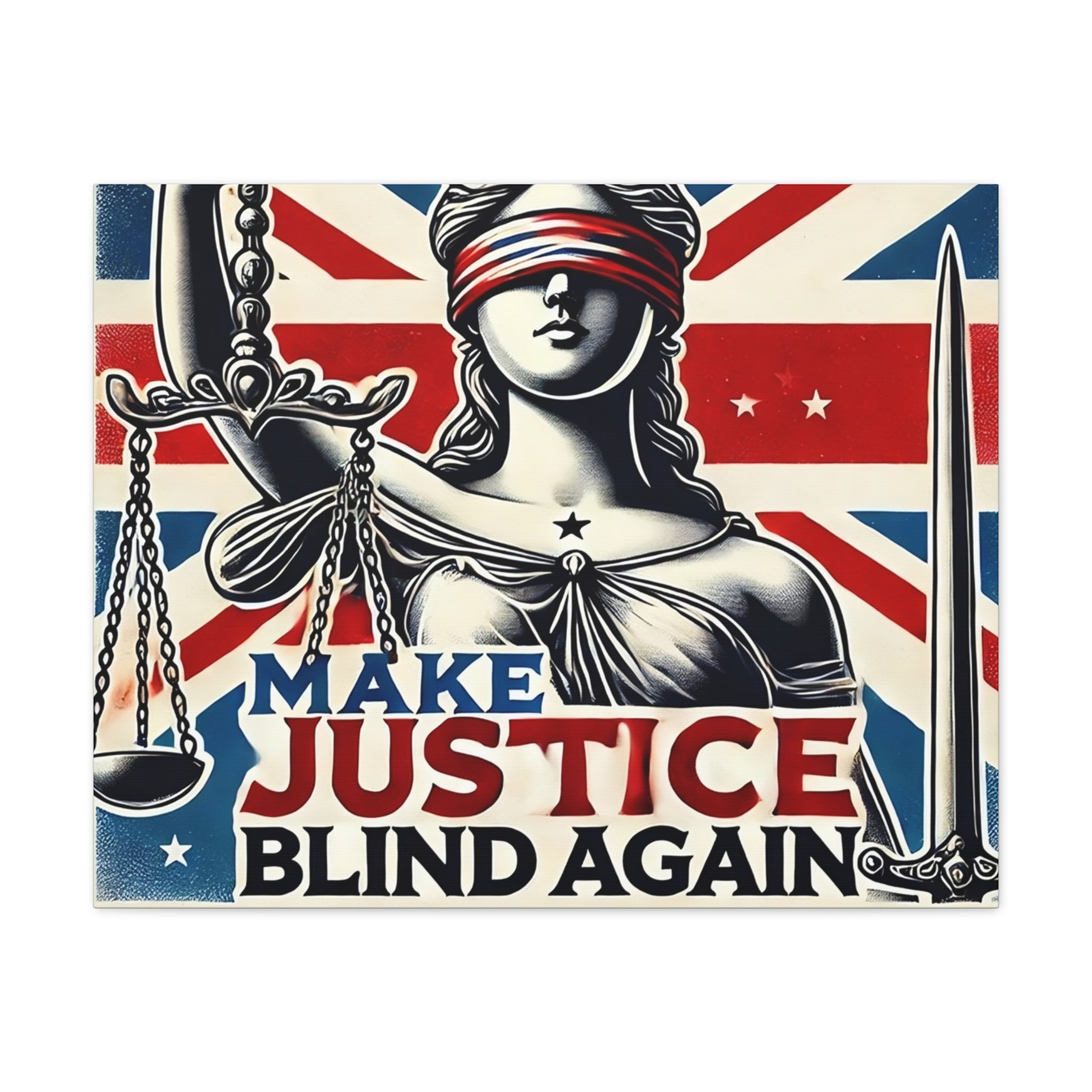 Make Justice Blind Again Wall Art | Canvas Print | Justice Is Blind Wall Decor, Legal Theme Home Decor | Free Speech Equality Artwork