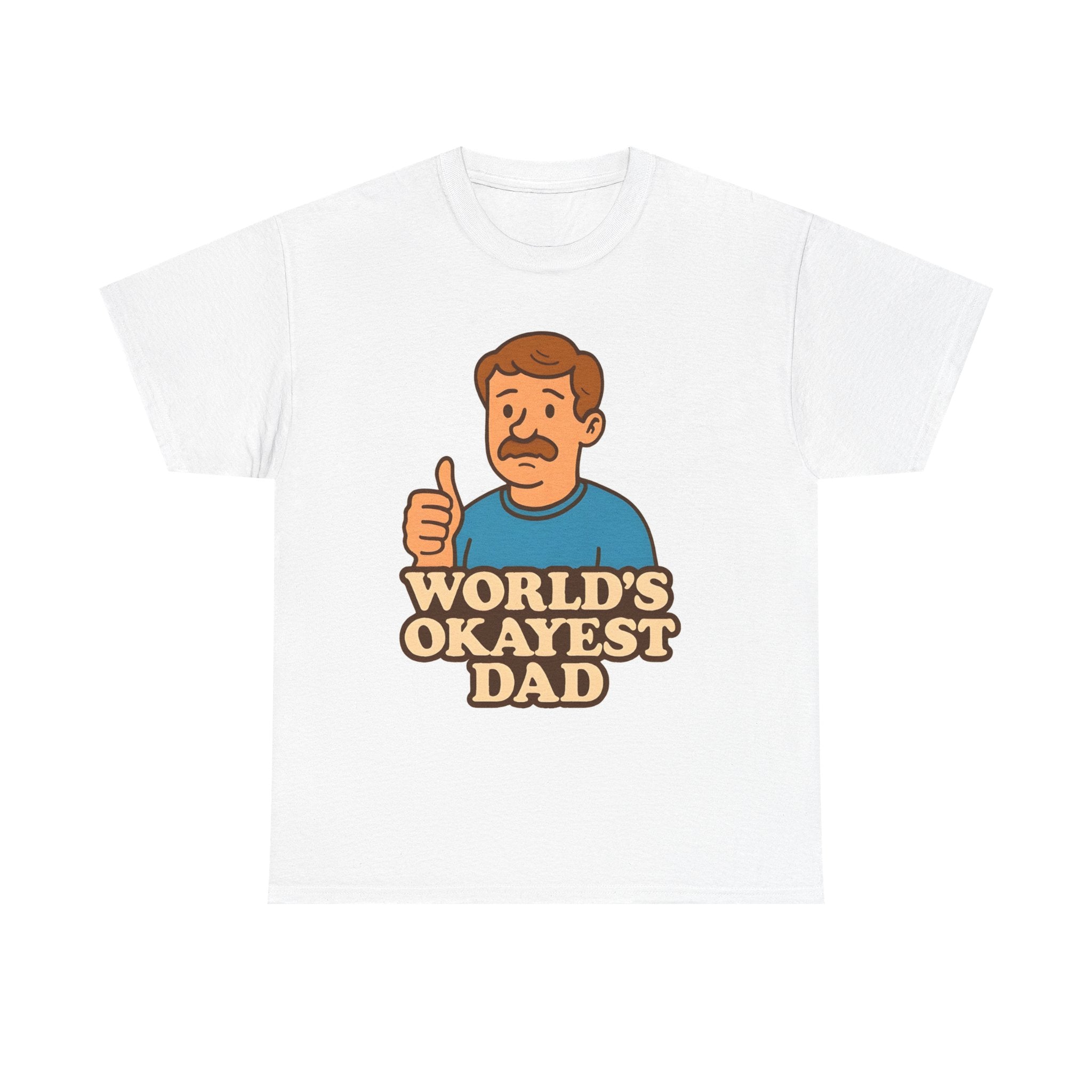 World's Okayest Dad T-Shirt | Funny Father's Day Gift Tee | Retro Graphic Shirt for Him, Unisex Heavy Cotton, Comfortable Classic Fit