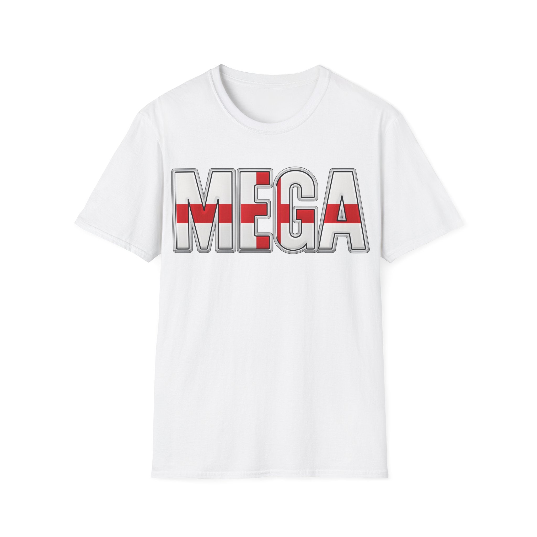 MEGA England T-Shirt | Iridescent Glossy Georges Cross Lion Tee | English Patriotic Shirt | Funny St George's Day England Top