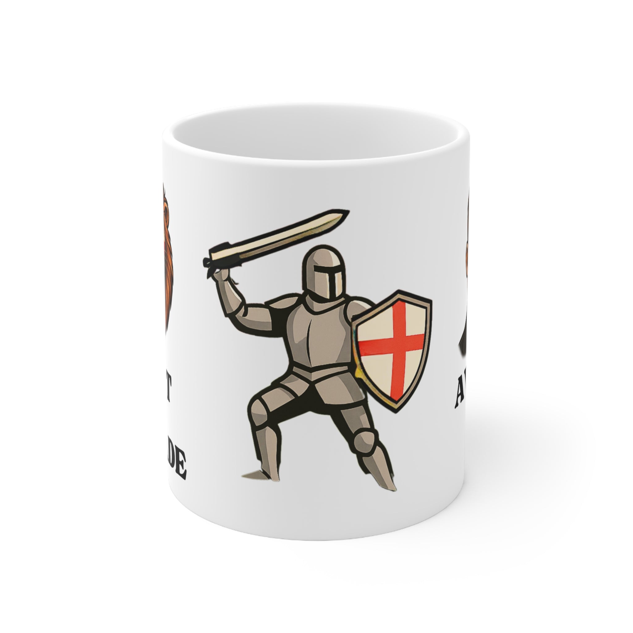 Start the Crusade, Awaken the Lion Mug | Funny English Knight Patriot Coffee Cup | St George's Cross Medieval Banter Gift in 11oz and 15oz