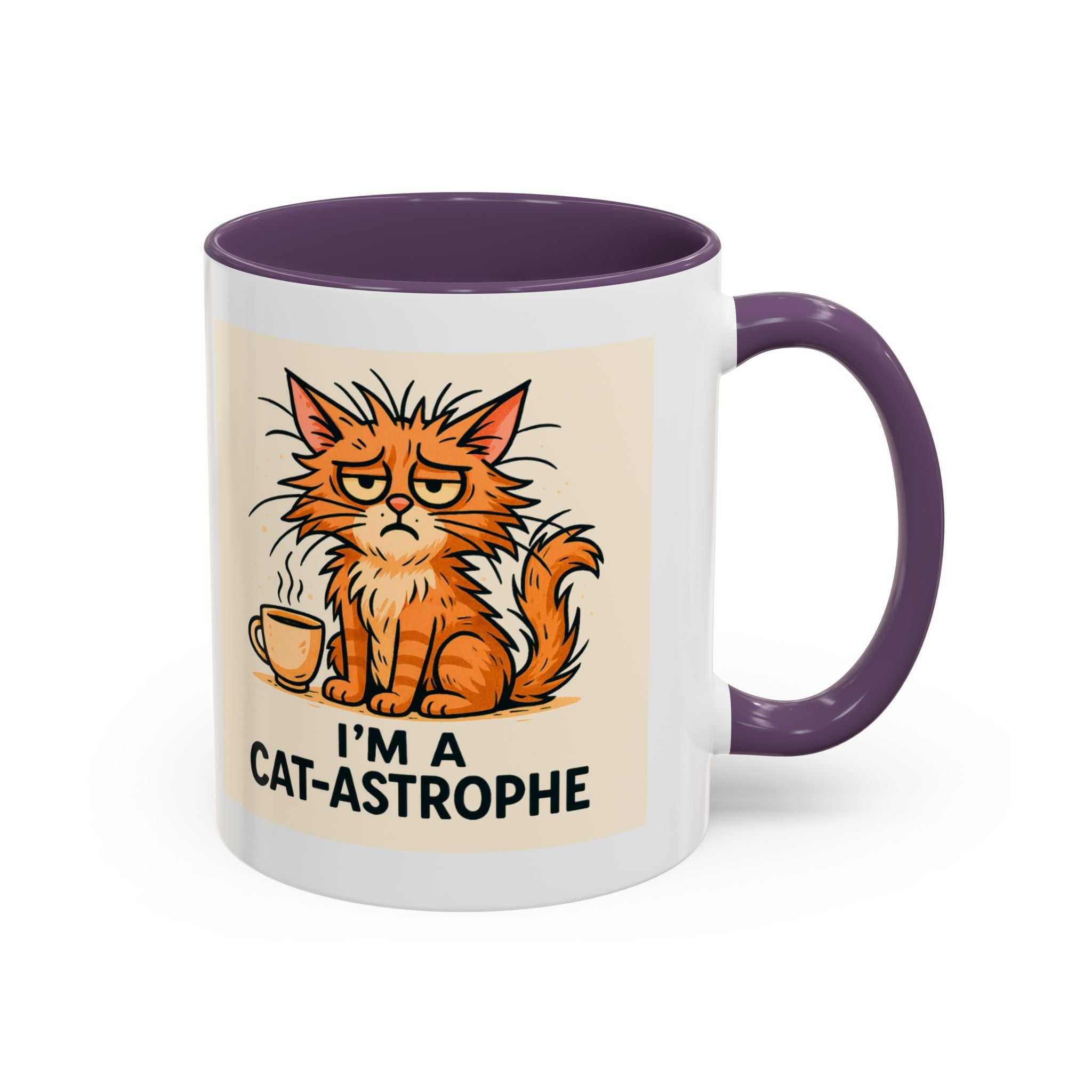 I'm A Cat-astrophe 11oz Mug | Funny Frazzled Cat Coffee Cup | Hot Mess Cat Lover Gift | Microwave & Dishwasher Safe | Whimsical Animal Mug