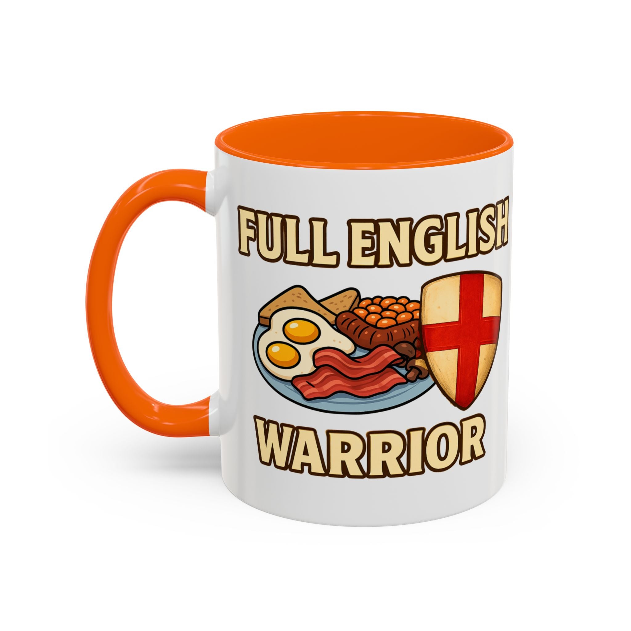 FULL ENGLISH WARRIOR | Funny 11oz Accent Coffee Mug | British Fry Up Lover Gift | Breakfast Enthusiast, English Culture
