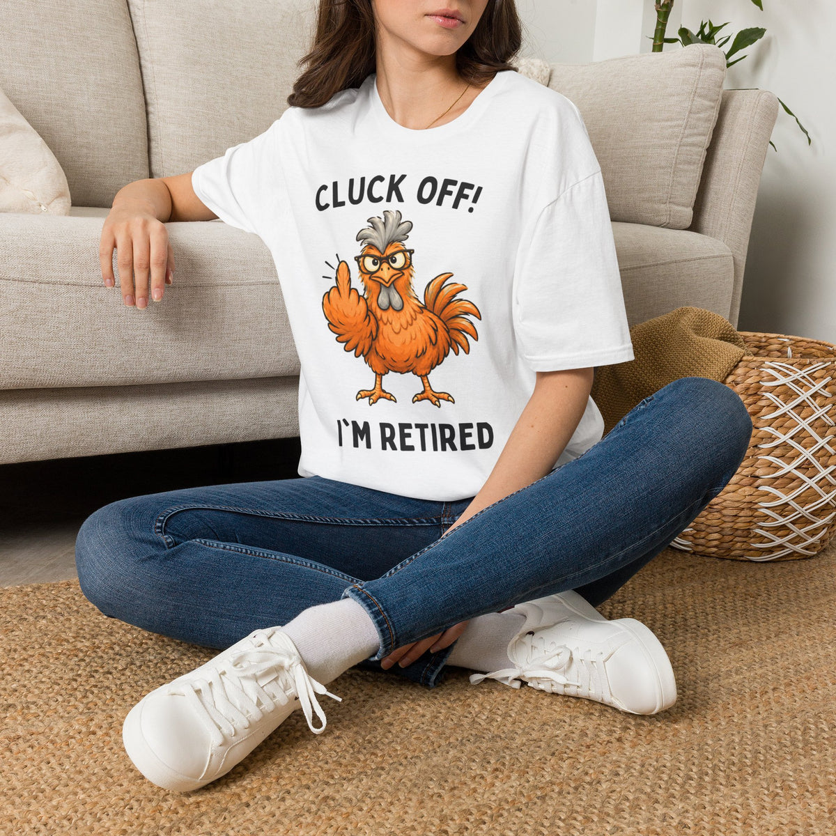 Cluck Off I'm Retired chicken white t-shirt, photo 5
