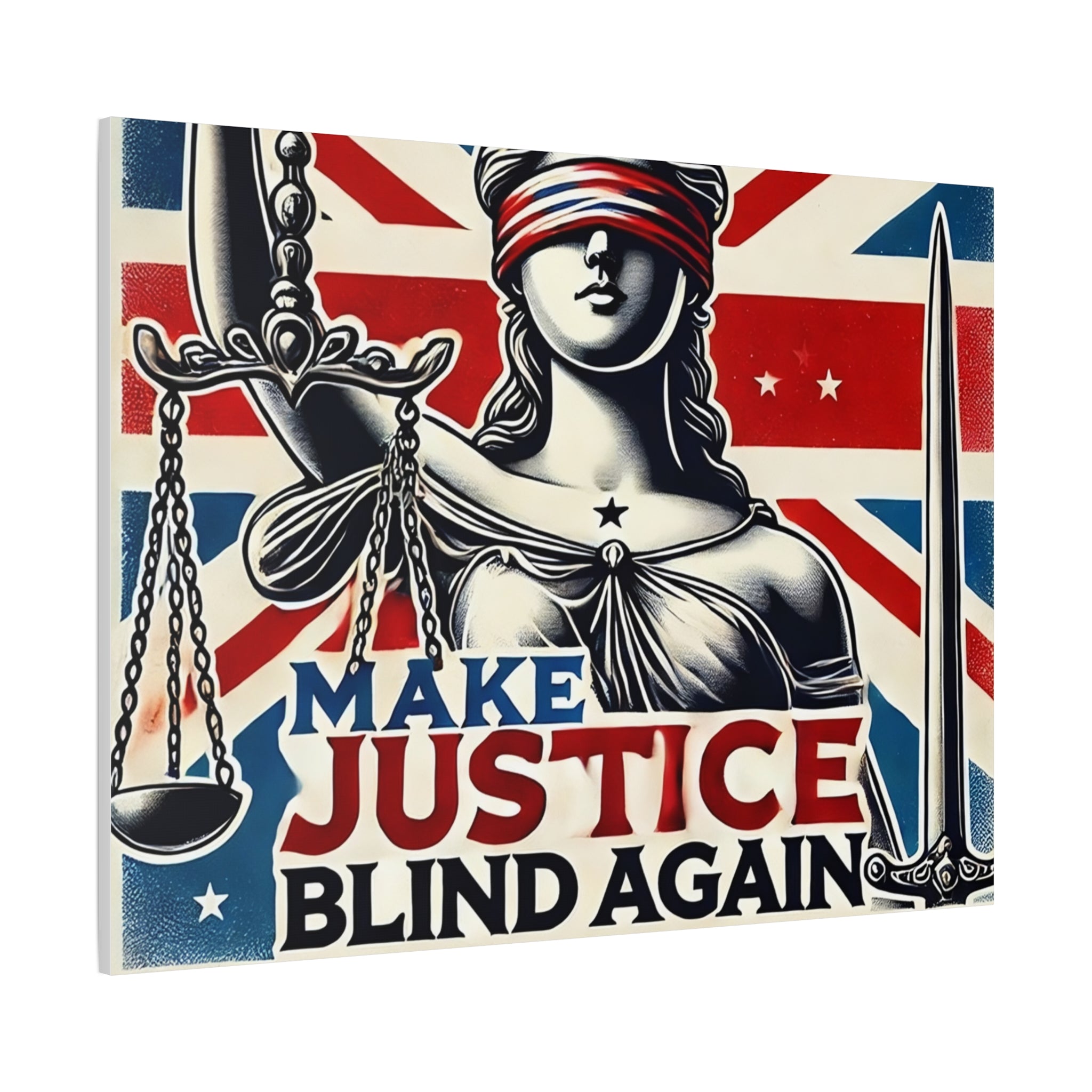 Make Justice Blind Again Wall Art | Canvas Print | Justice Is Blind Wall Decor, Legal Theme Home Decor | Free Speech Equality Artwork