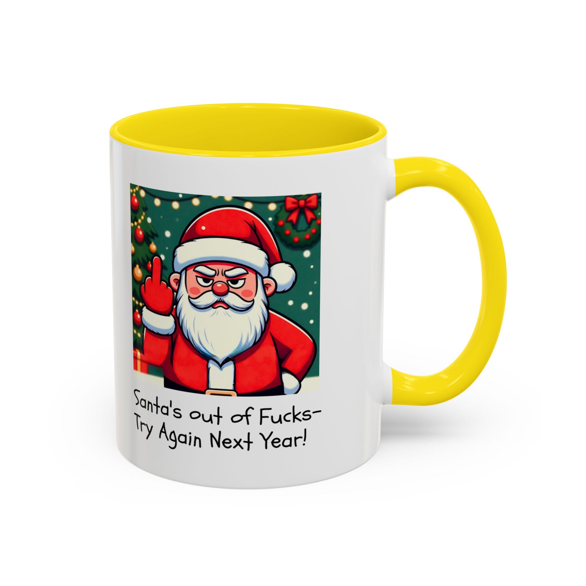 Bad Santa Middle Finger Mug | Rude and Offensive Christmas Funny Gag Gift