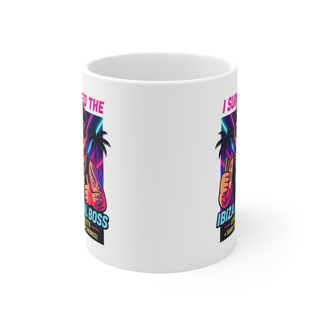I Survived The Ibiza Final Boss Coffee Mug | Funny UK Summer Meme Cup | British Pop Culture Gift | Rave Party Tea Cup | Festival Drinkware