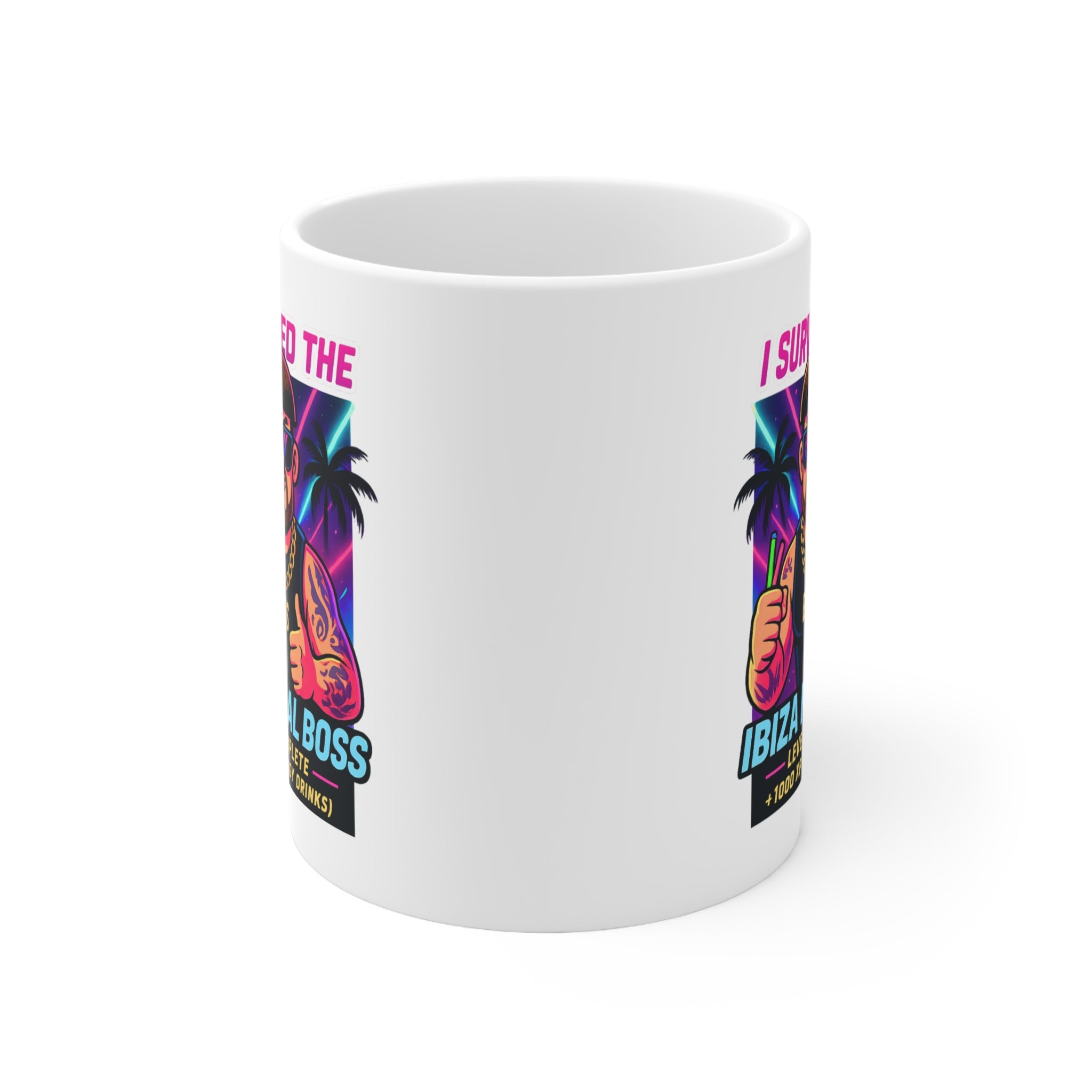 I Survived The Ibiza Final Boss Coffee Mug | Funny UK Summer Meme Cup | British Pop Culture Gift | Rave Party Tea Cup | Festival Drinkware