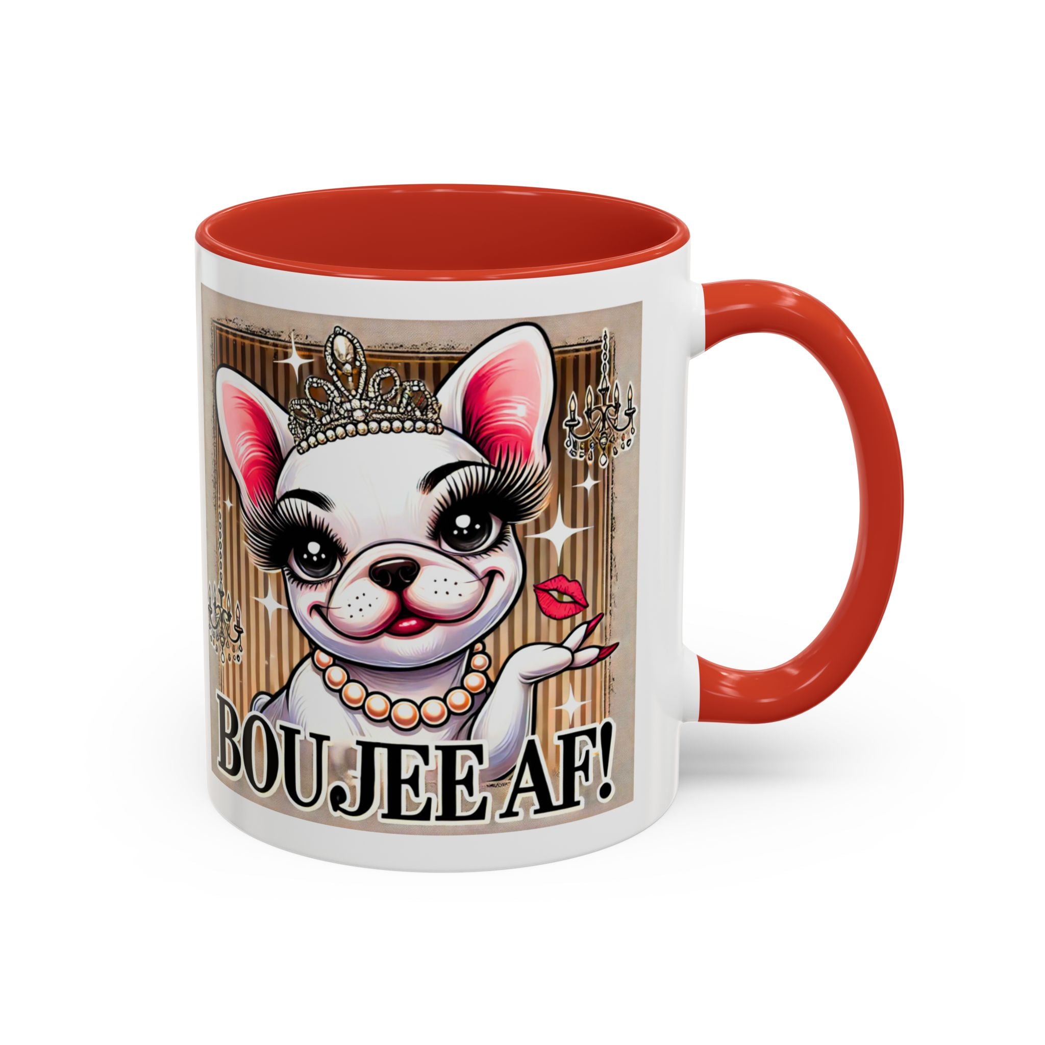 BOUJEE AF Frenchie Mug | 11oz Cute Ceramic Coffee Cup Gift for Animal Lovers | French Bulldog Novelty Mug