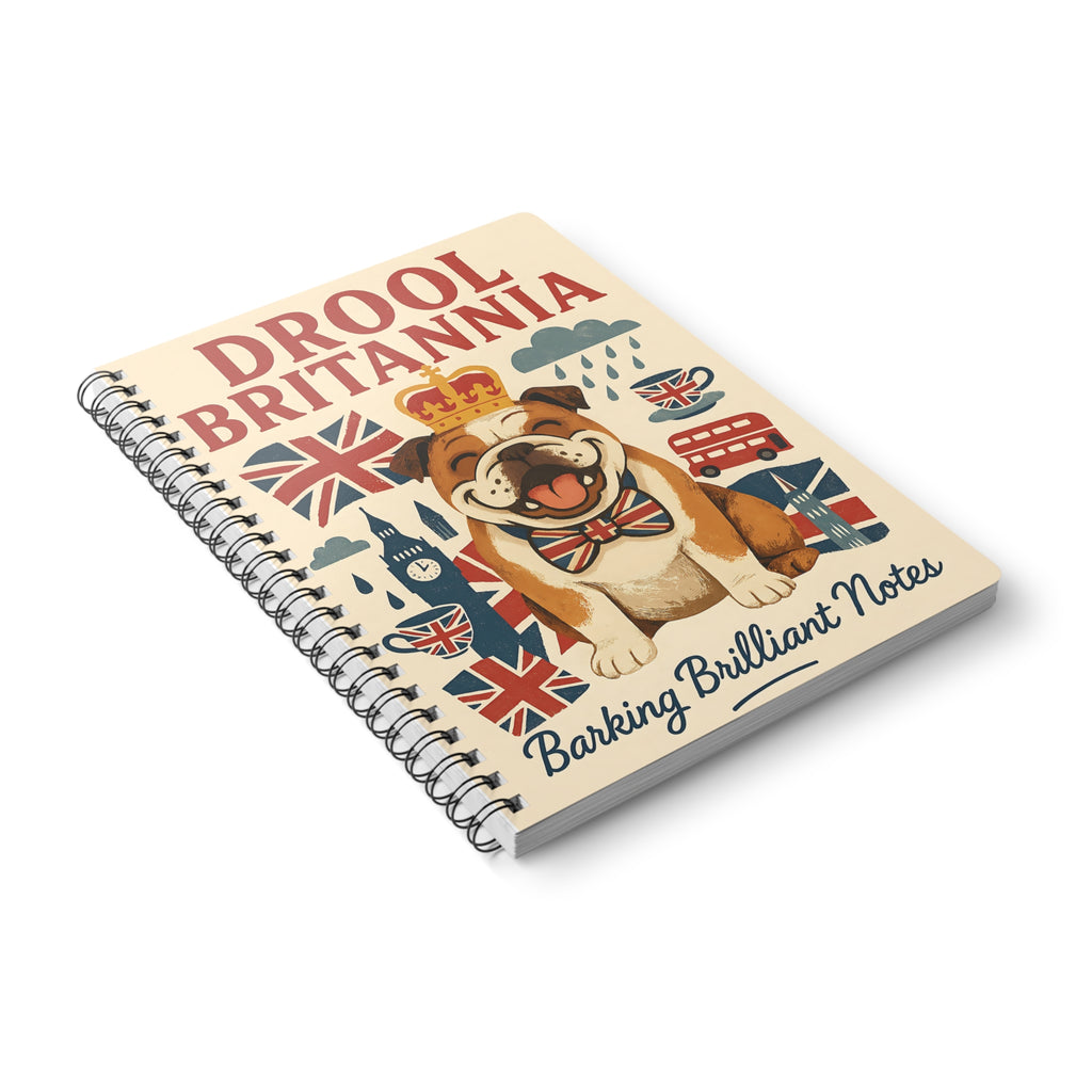 Drool Britannia Bulldog Journal | A5 British Dog Notebook for School or Uni | Union Jack Stationery | Barking Brilliant Notes for Writers
