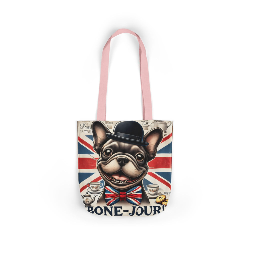 Bone-Jour Tote Bag | Union Jack Frenchie Bag | Fun Dog Mum Gift | Reusable Shopping Bag | French Bulldog Shoulder Bag, Dog Lover Gift
