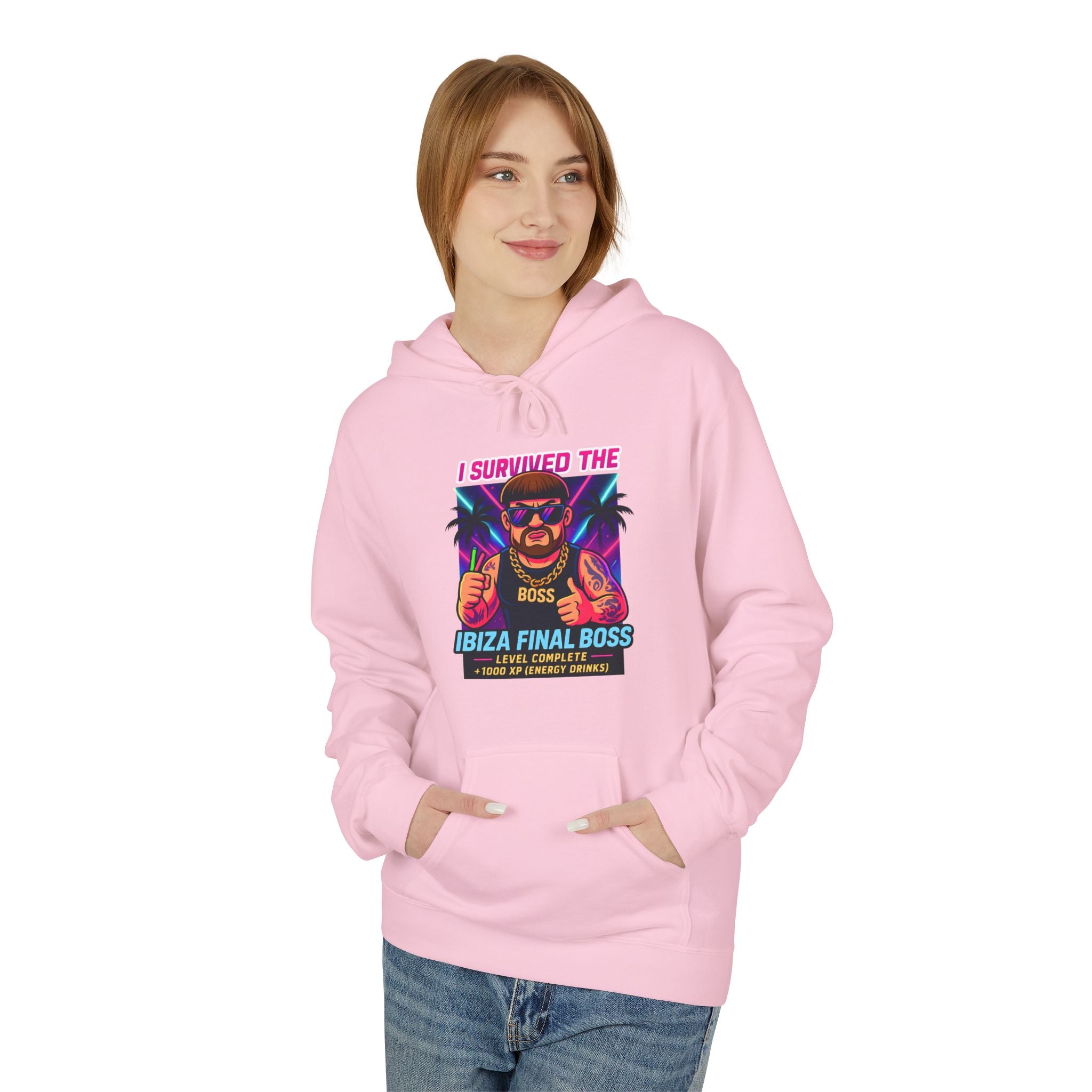 I Survived the Ibiza Final Boss Hoodie | Funny UK Summer Meme Sweatshirt | British Pop Culture Festival Gift Z | Unisex Rave Hoodie